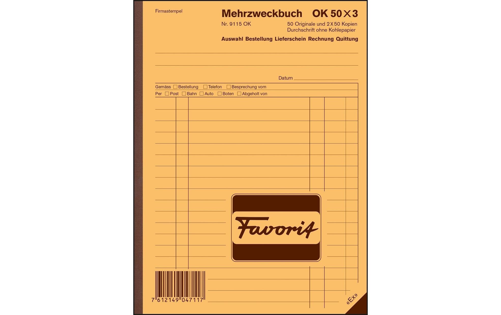 Favorit Mehrzweckbuch D A5 9115 blau, 50x3 Blatt