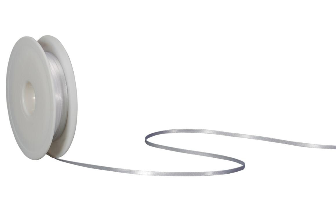 Spyk Geschenkband Satin weiss, Breite: 3 mm, Länge: 50 m
