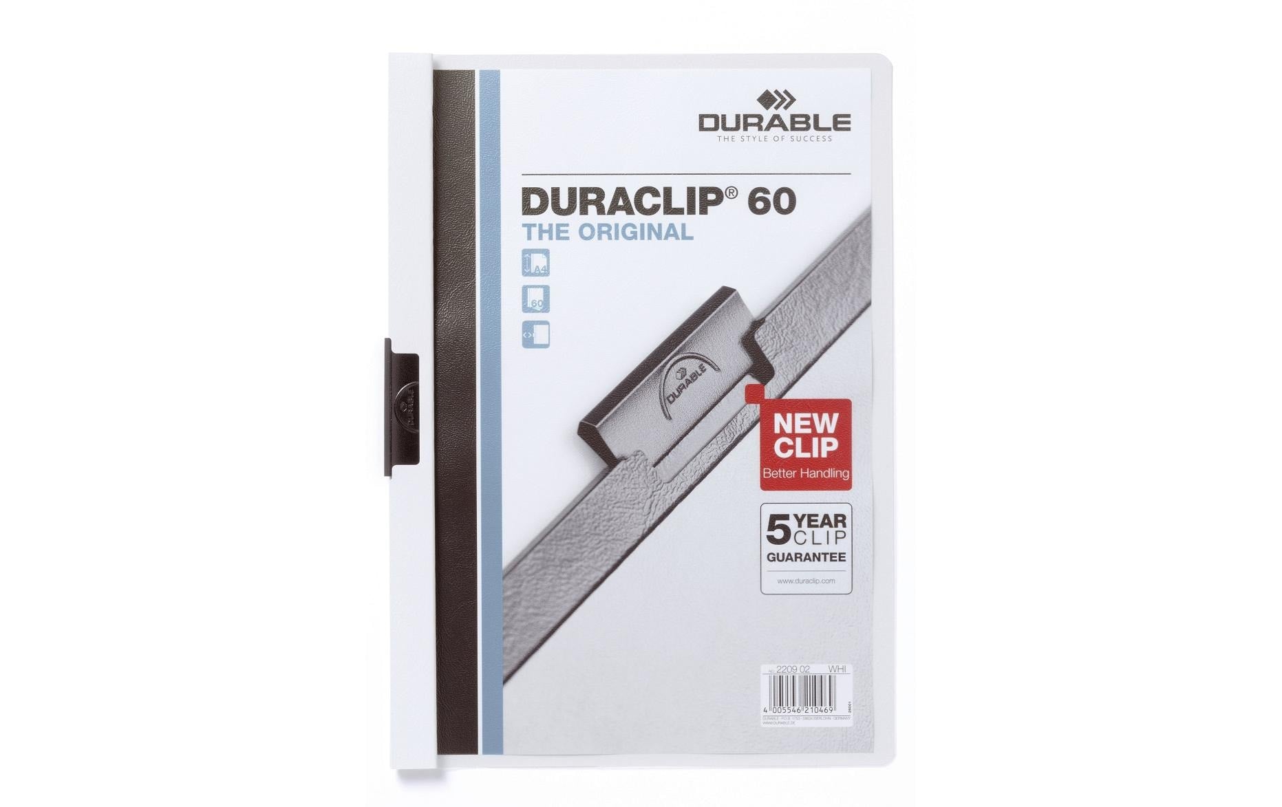 Durable Duraclip 60 A4 weiss, 1 Stück für ca. 60 Blatt