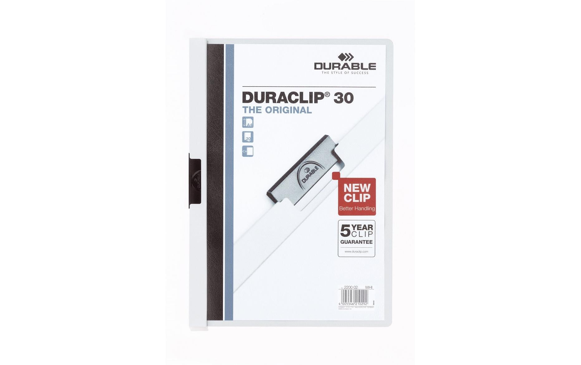 Durable Duraclip 30 A4 weiss, 1 Stück für ca. 30 Blatt