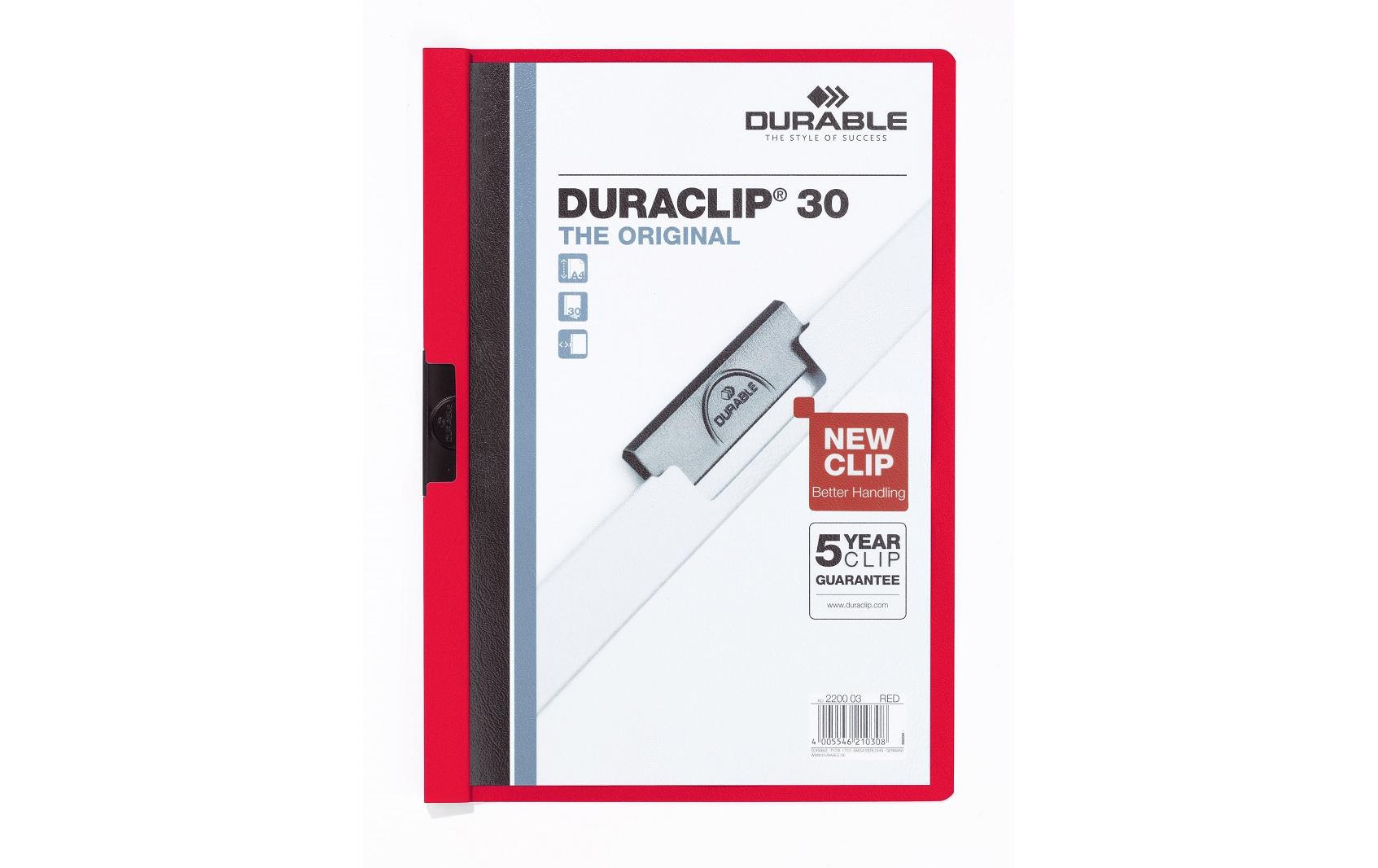 Durable Duraclip 30 A4 rot, 1 Stück für ca. 30 Blatt