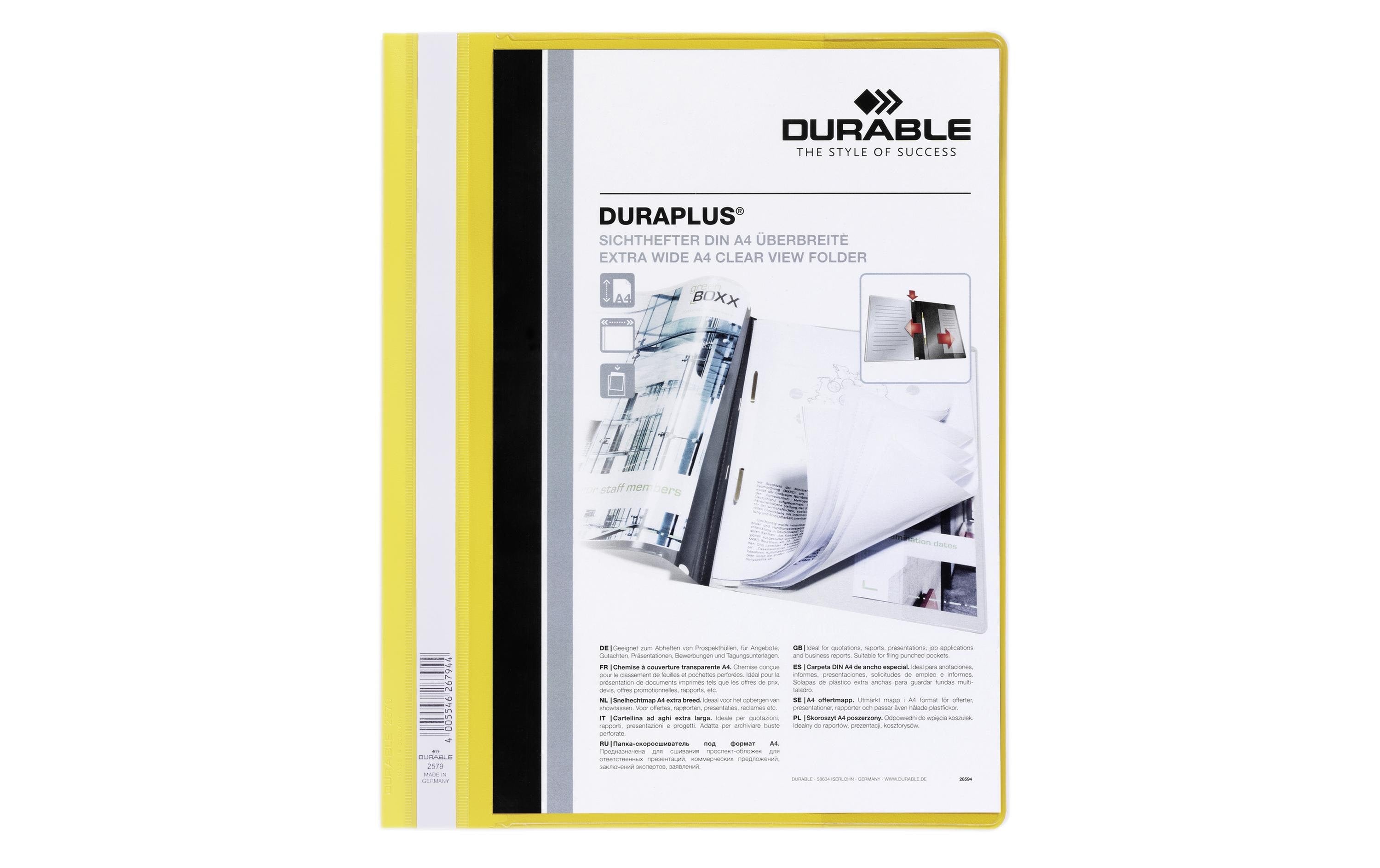 Durable Schnellheft Duraplus A4+ gelb