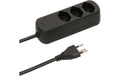 Max Hauri Steckdosenleiste Basic-Line 3xT13, schwarz, mit Reset-Schalter