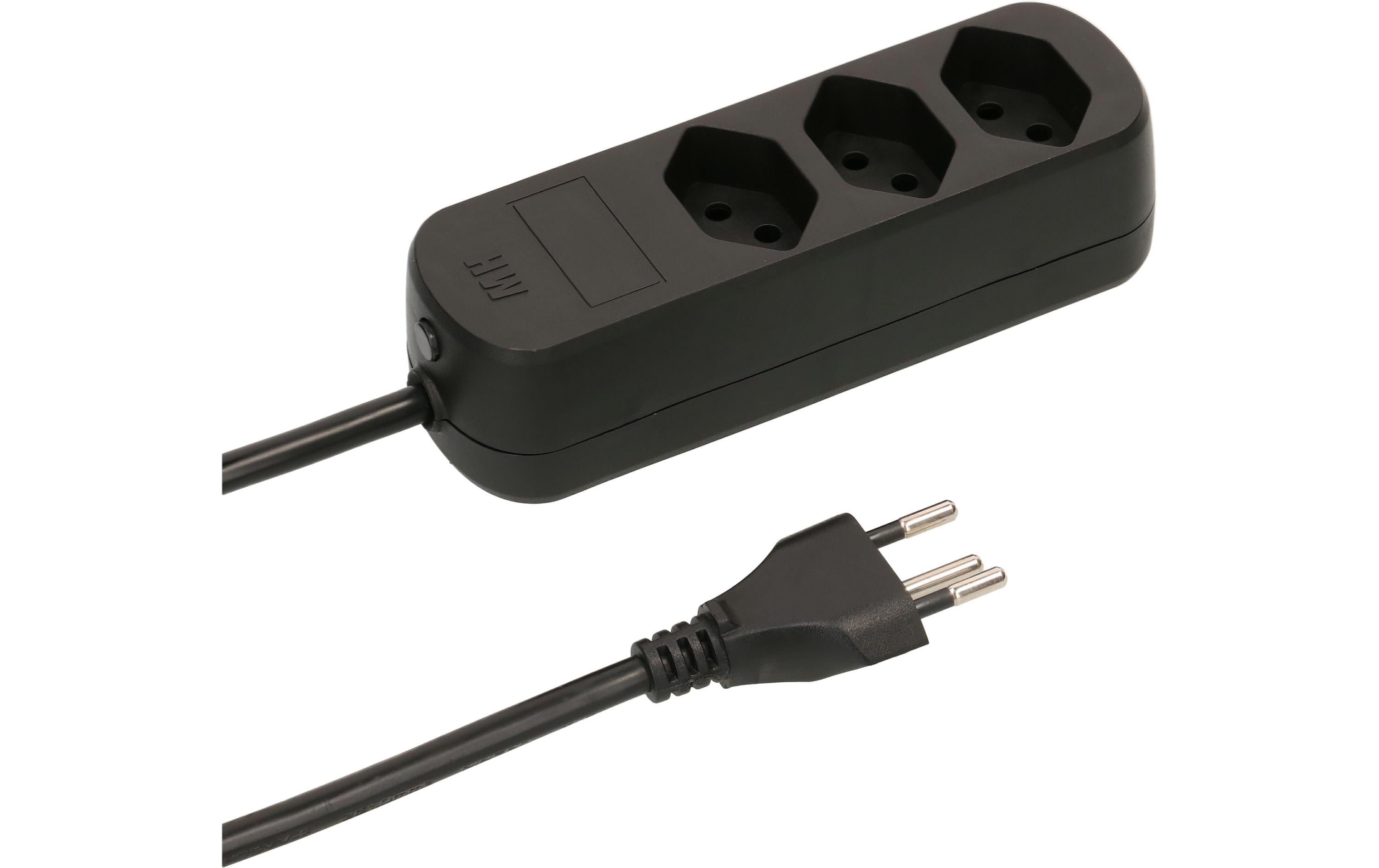 Max Hauri Steckdosenleiste Basic-Line 3xT13, schwarz, mit Reset-Schalter