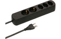 Max Hauri Steckdosenleiste Basic-Line 3xT13, schwarz, mit Reset-Schalter unbel.