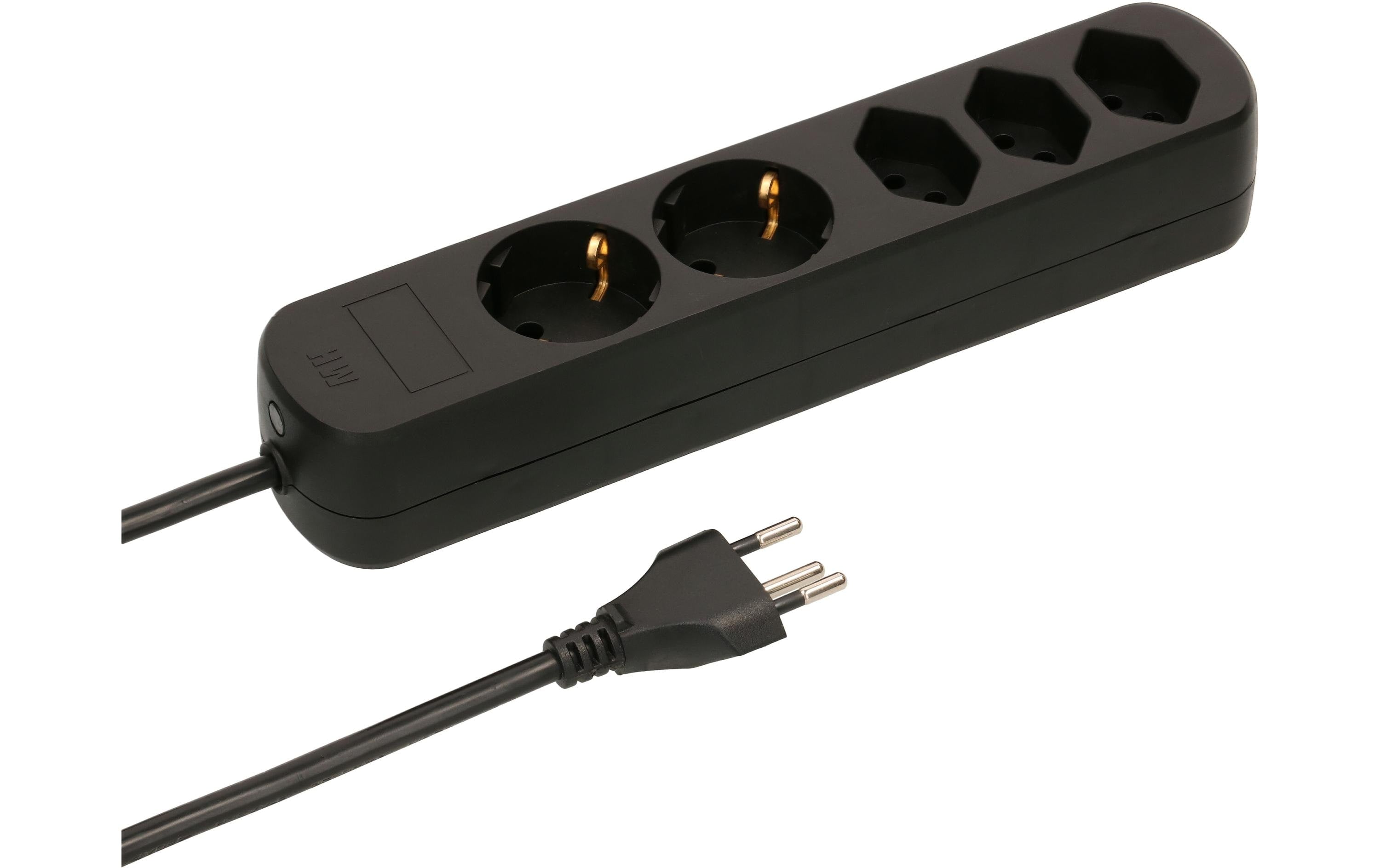 Max Hauri Steckdosenleiste Basic-Line 3xT13, schwarz, mit Reset-Schalter unbel.