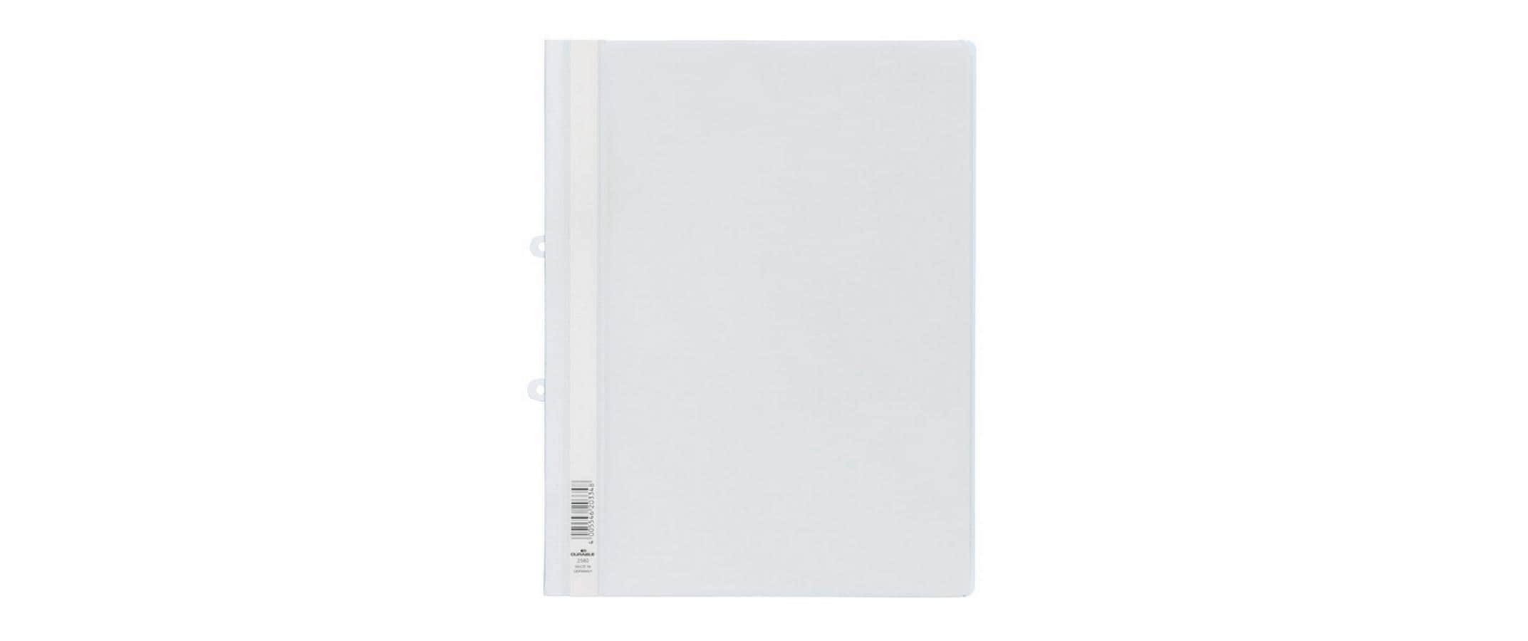 Durable Schnellheft A4 mit Abheftschieber 1 Stück, Farbe: Weiss, PP