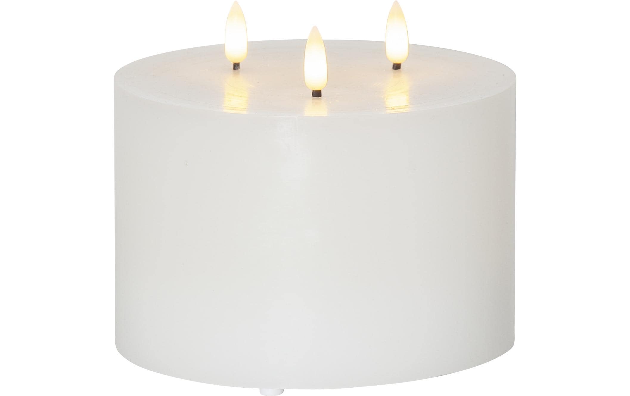 Star Trading LED Pillar Kerze 3flg. Weiss exkl. Batterie 2xAA, 13x15cm, Timer 6/18h