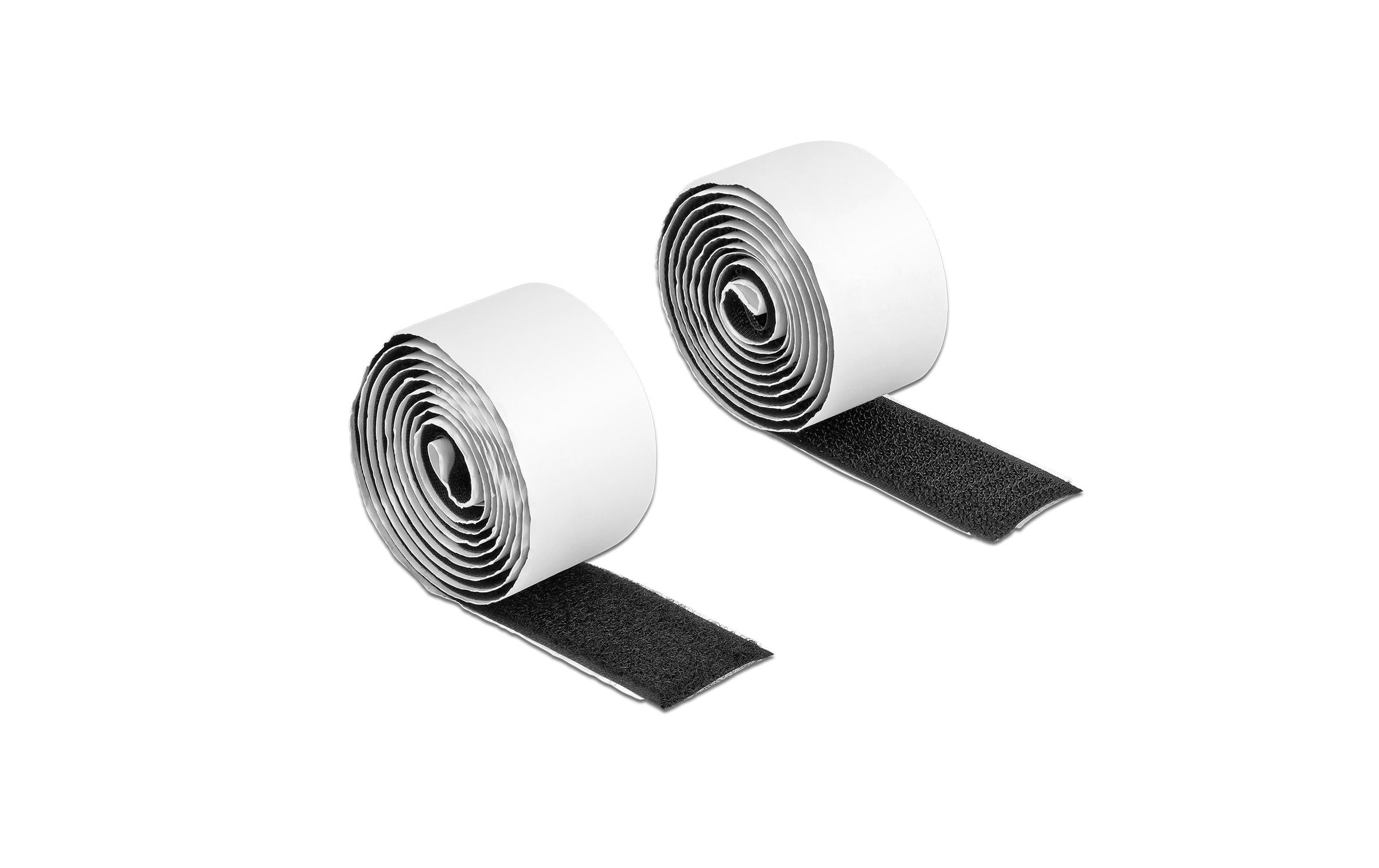 Delock Klettband, 1mx25mm Haft und Flauschband schwarz