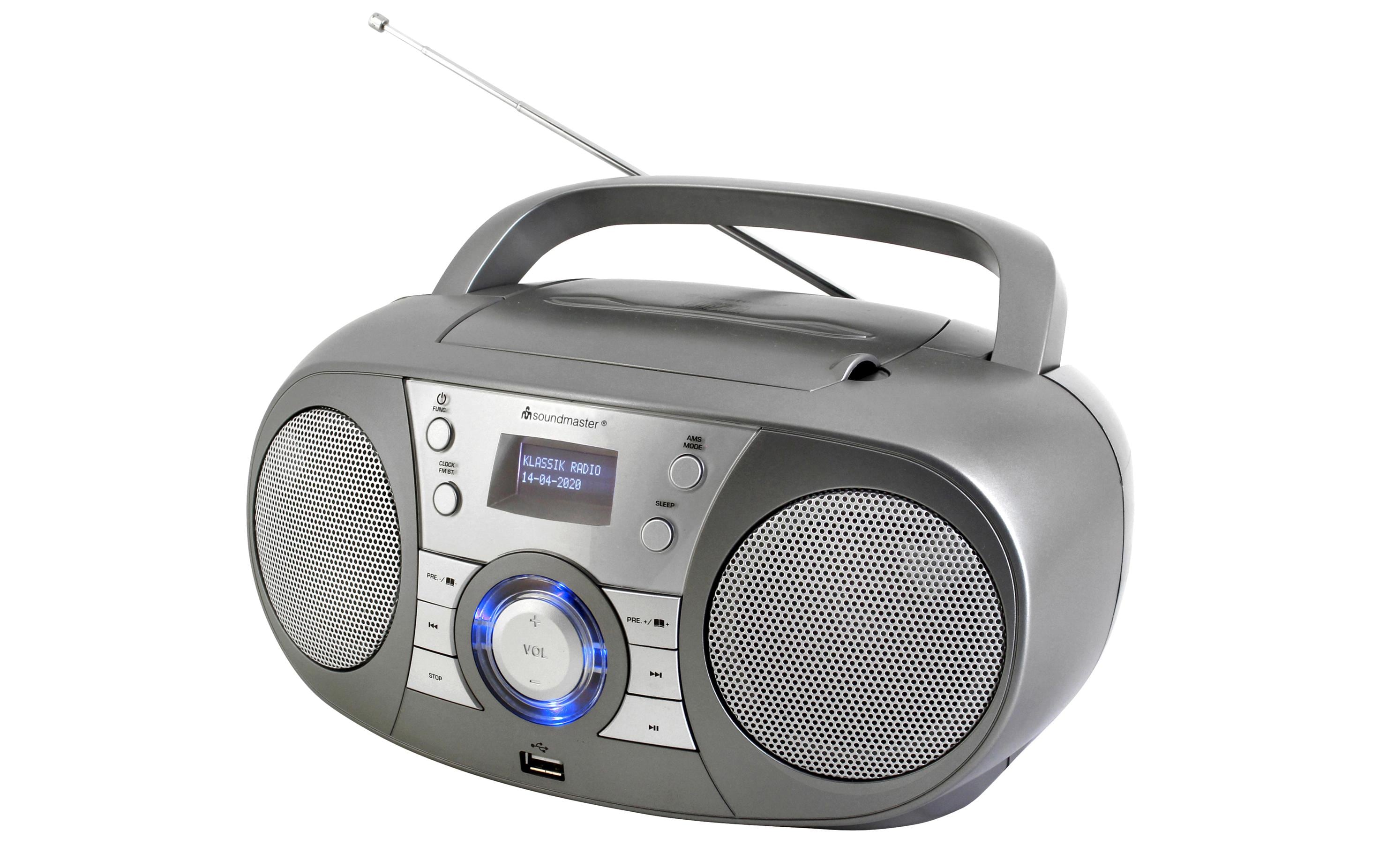 Soundmaster SCD1800TI, DAB+ Boombox, grau DAB+/UKW Digitalradio, CD/MP3, BT, USB