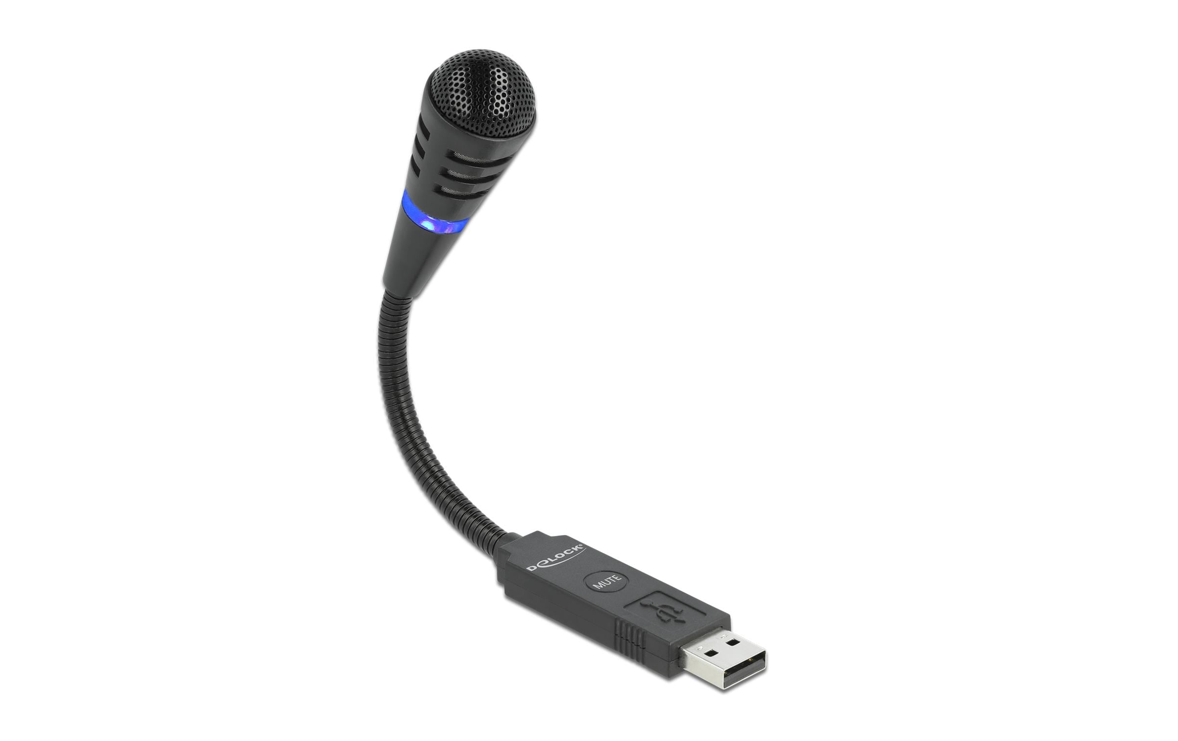 Delock USB  Microphon Schwanenhals mit Mute Button, Uni-Direktional