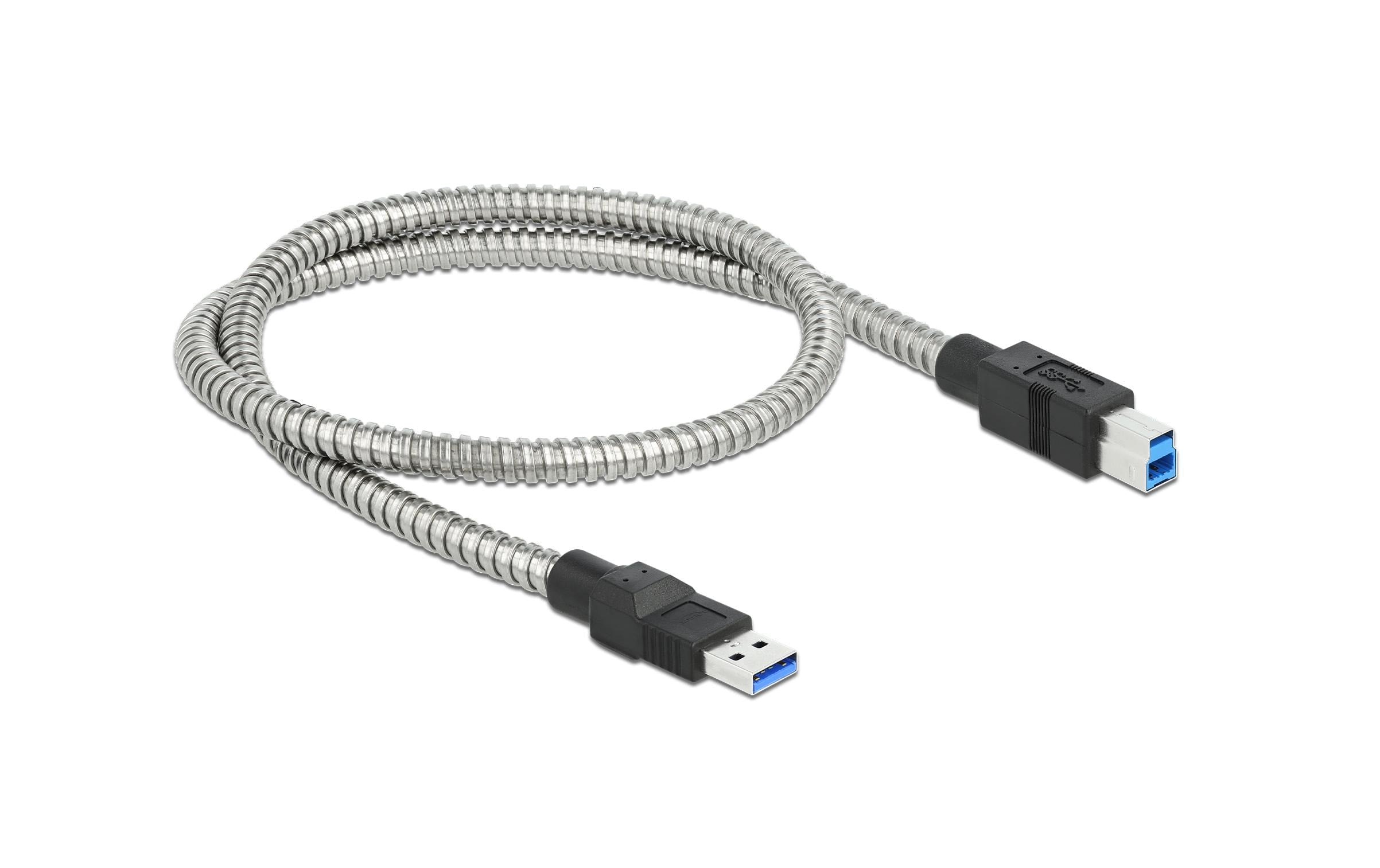 Delock USB3.2 Kabel, 50cm, A-B, Metalmantel USB3.2 Gen1, 5Gbps