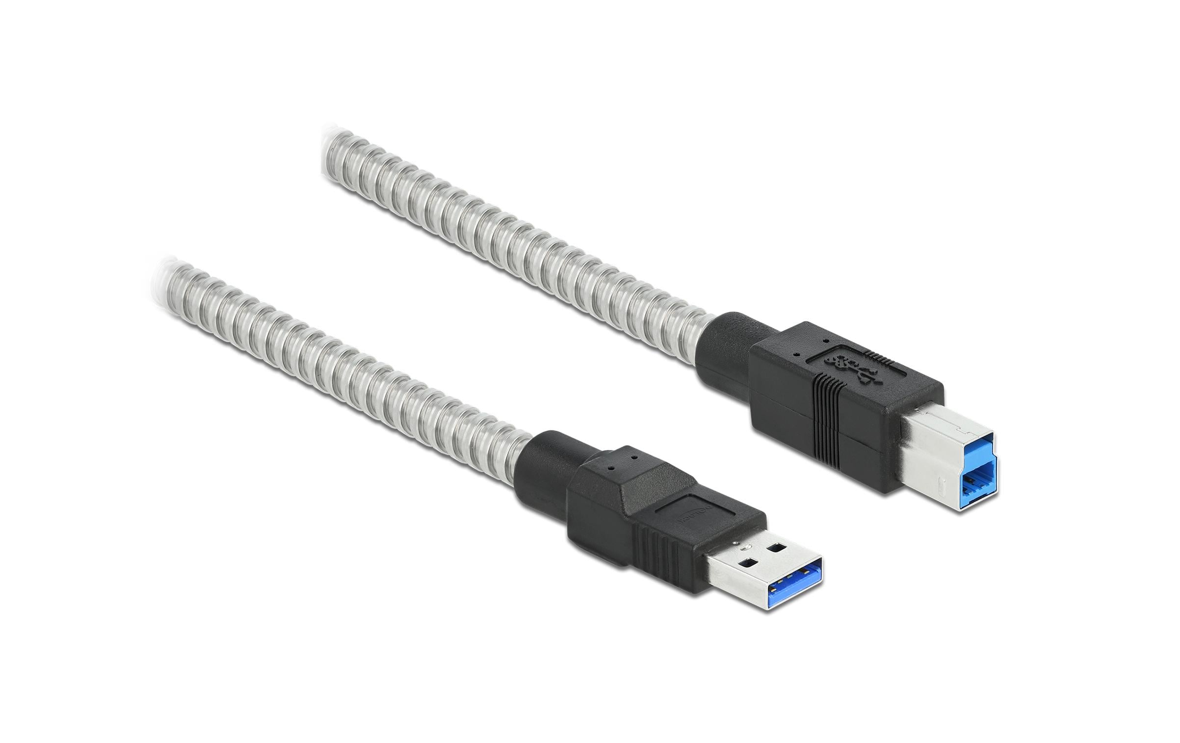 Delock USB3.2 Kabel, 1m, A-B, Metalmantel USB3.2 Gen1, 5Gbps