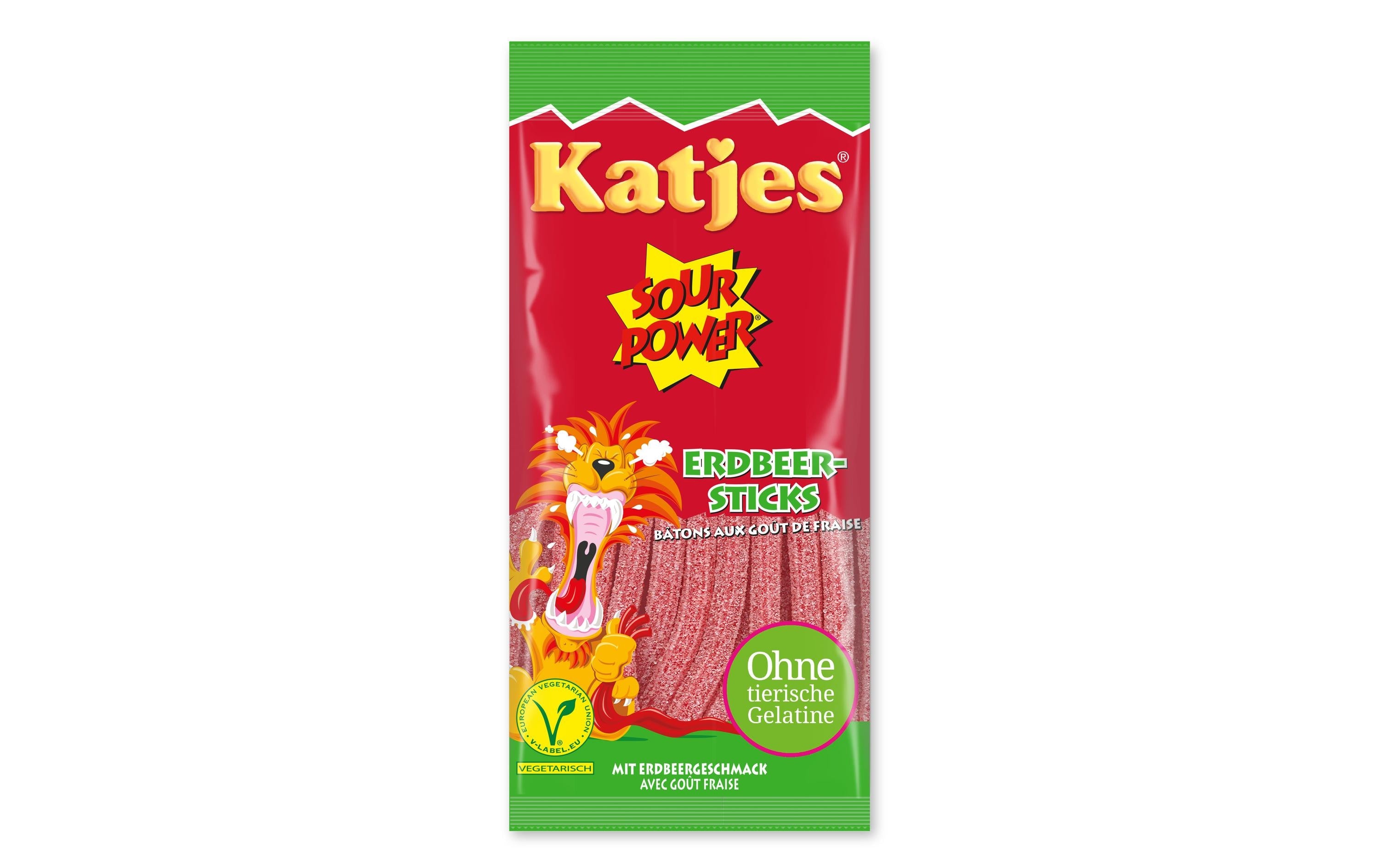 Katjes Sour Power Erdbeer-Sticks Btl. 100 g