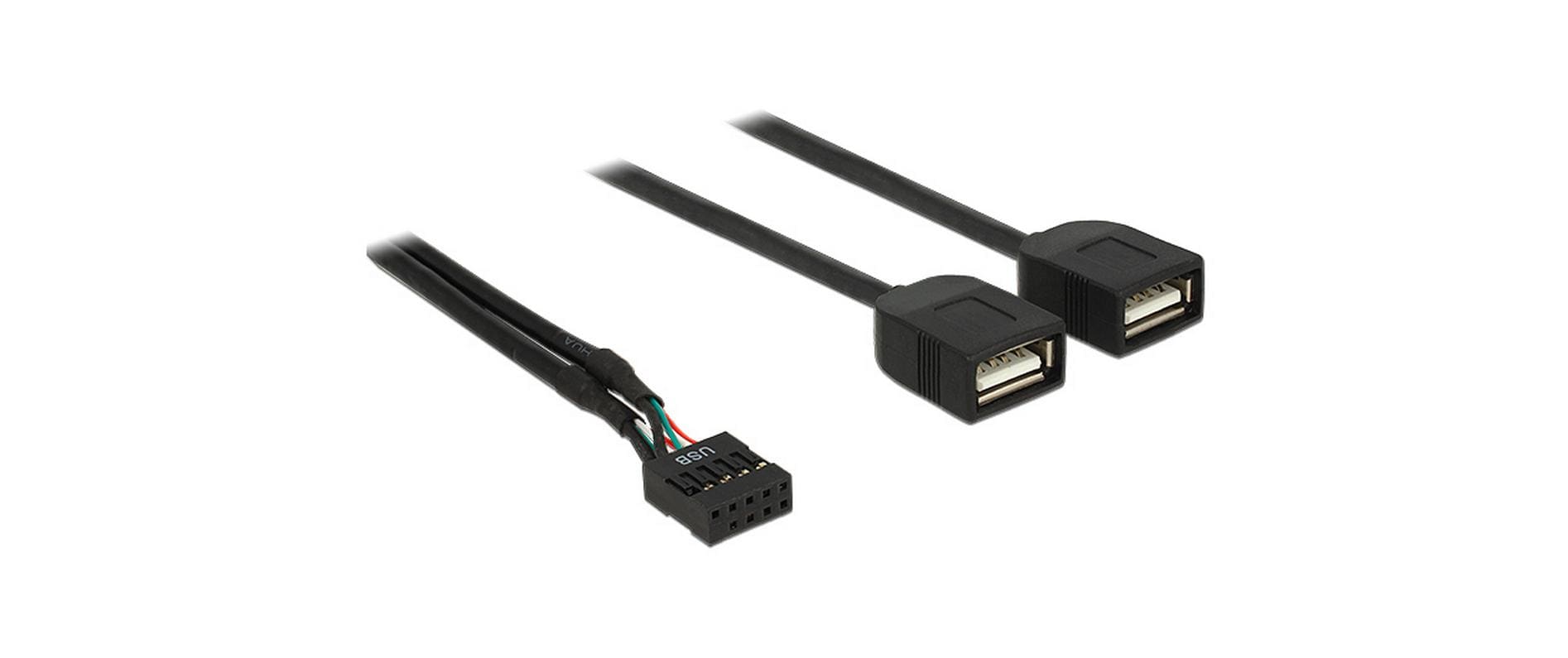 USB2.0 Kabel intern 40cm, Pinheader 2xUSB-A Buchse