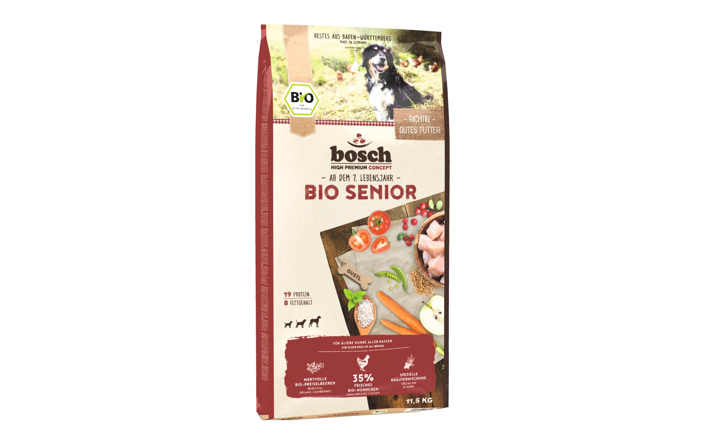 bosch Trockenfutter BIO Senior Hühnchen + Preiselbeere, 11.5 kg