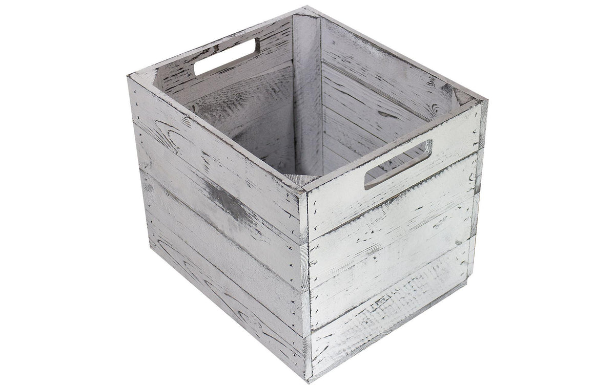 Holz Zollhaus Vintage Holzkiste Shabby Weiss, Kiefer, 33 x 33 x 38 cm, FSC 100%