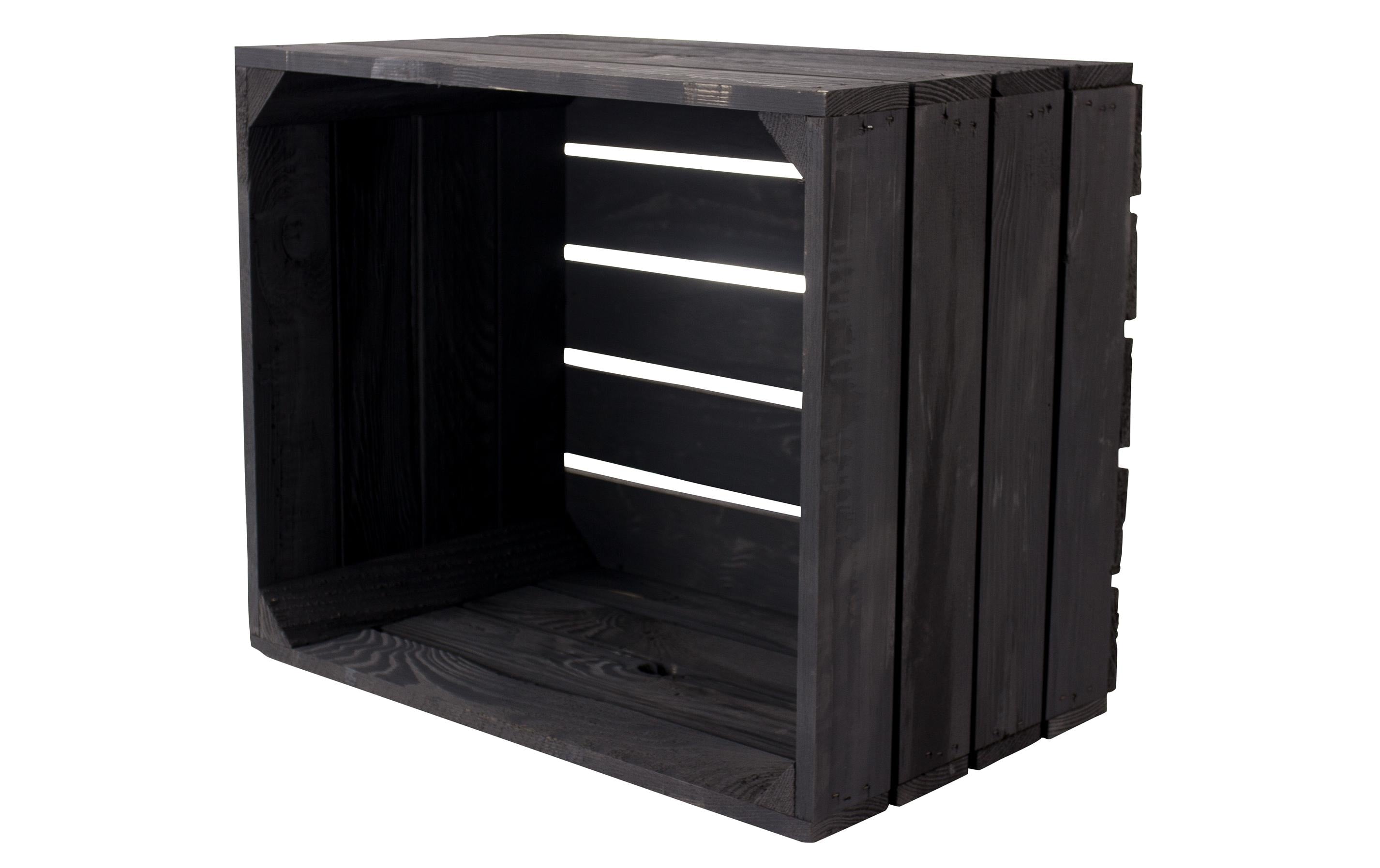 Holz Zollhaus Obstharasse schwarz Kiefer, 50x40x30 cm, FSC 100%