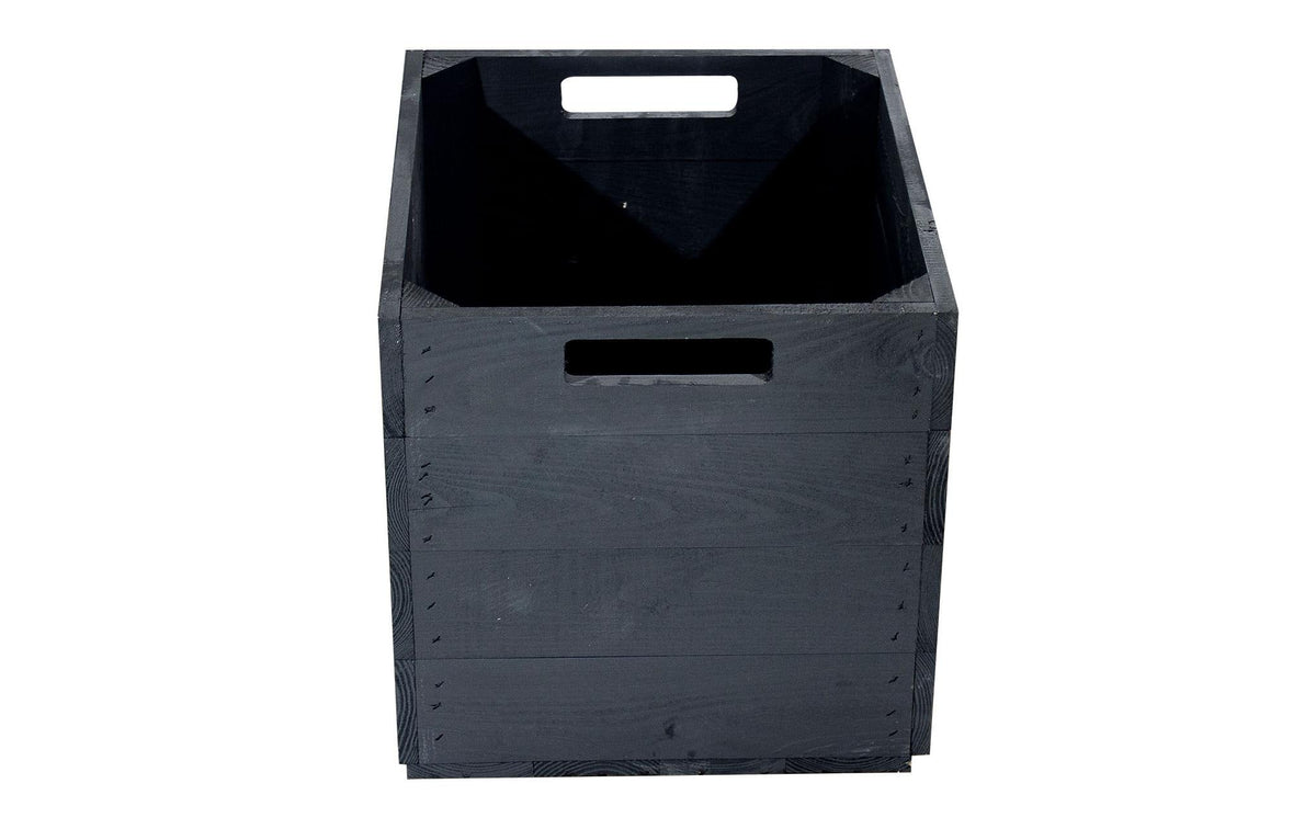 Holz Zollhaus Vintage Holzkiste Schwarz Kiefer, 33 x33x38 cm, FSC 100%