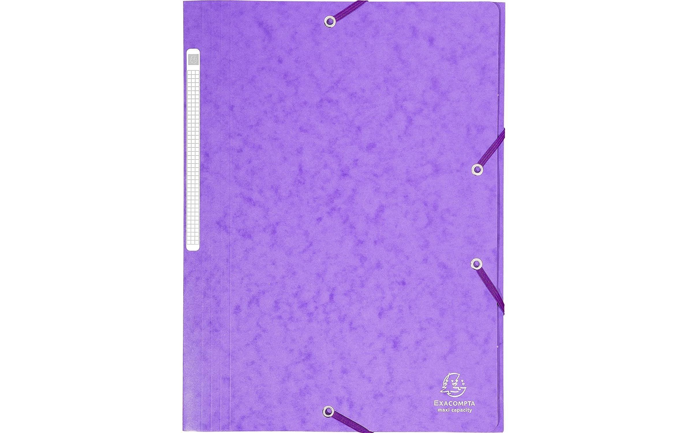 Exacompta Gummibandmappe A4 Maxi Violett 425 g/m²,3 Klappen,B 3.5cm,300 Blatt,Karton