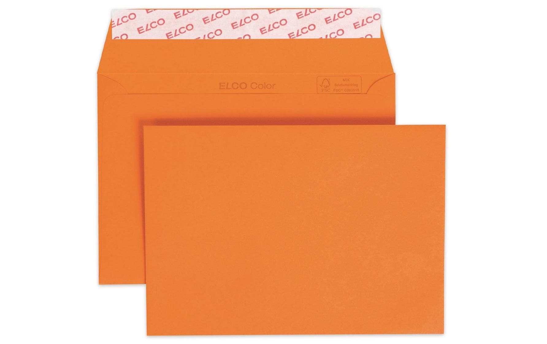 Elco Couvert Color C6 orange ohne Fenster 25 Stück, 100 gm2