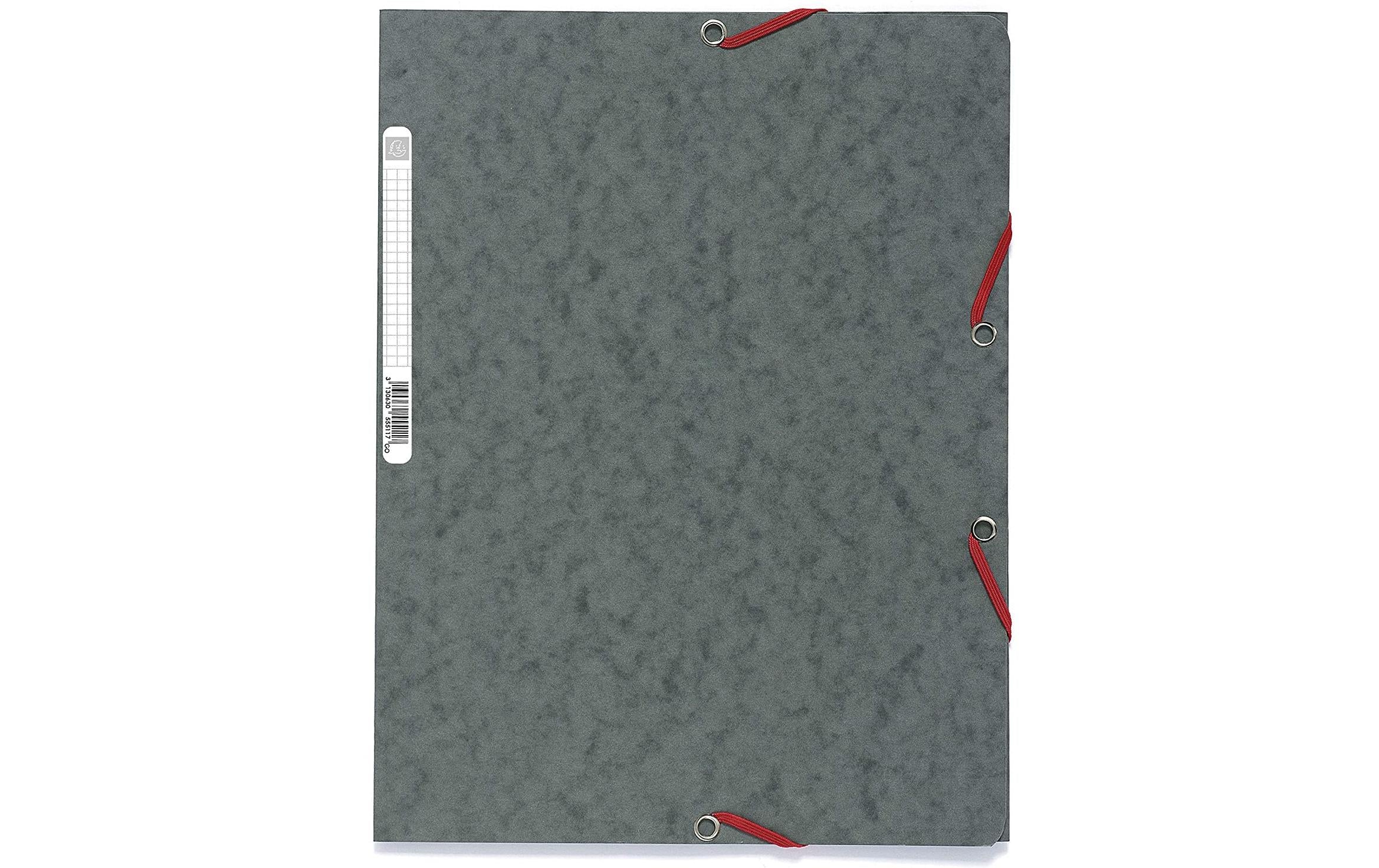 Exacompta Gummibandmappe A4 Grau 400 g/m²,3 Klappen,250 Blatt,Karton