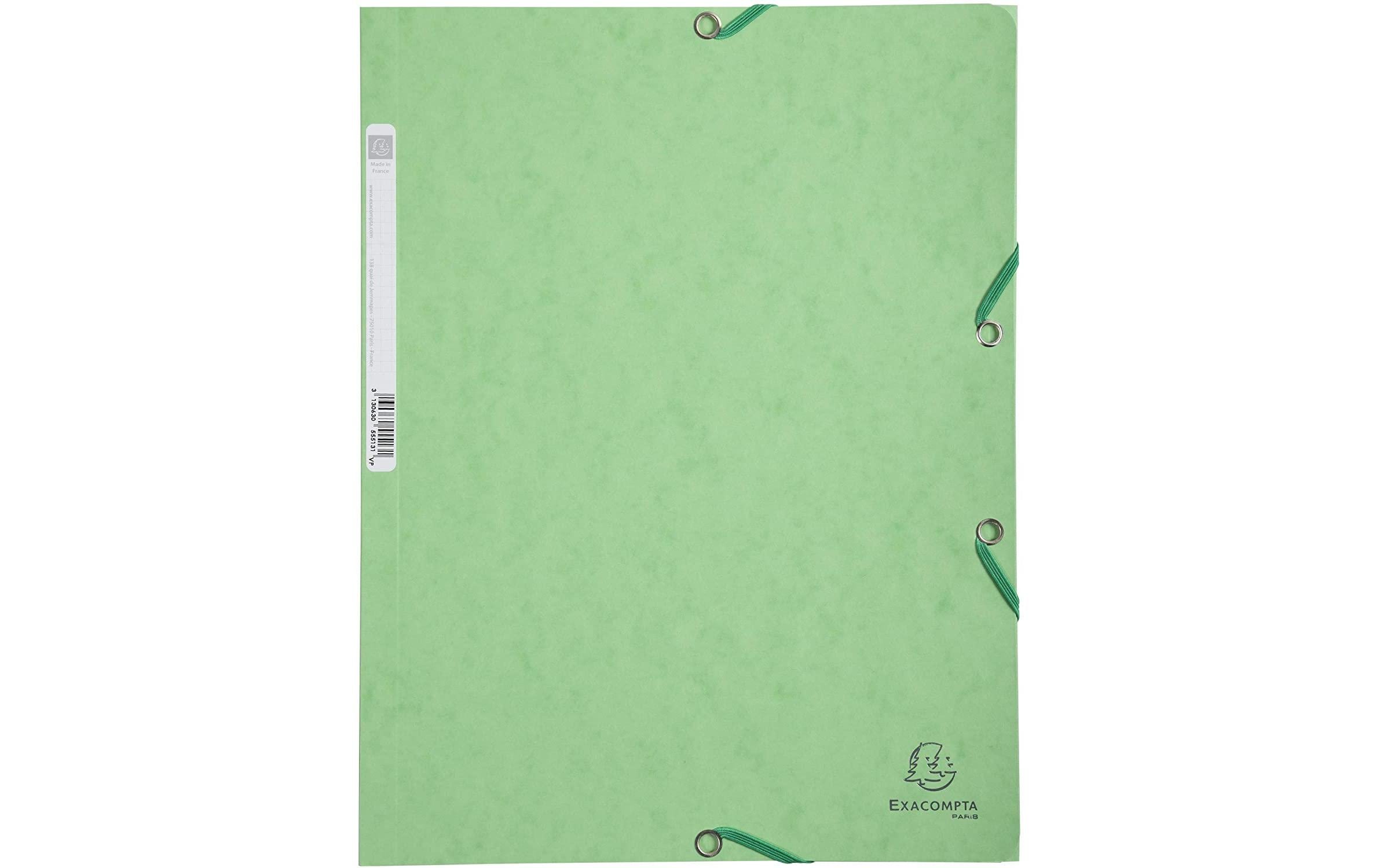 Exacompta Gummibandmappe A4 Lindgrün 400 g/m²,3 Klappen,250 Blatt,Karton