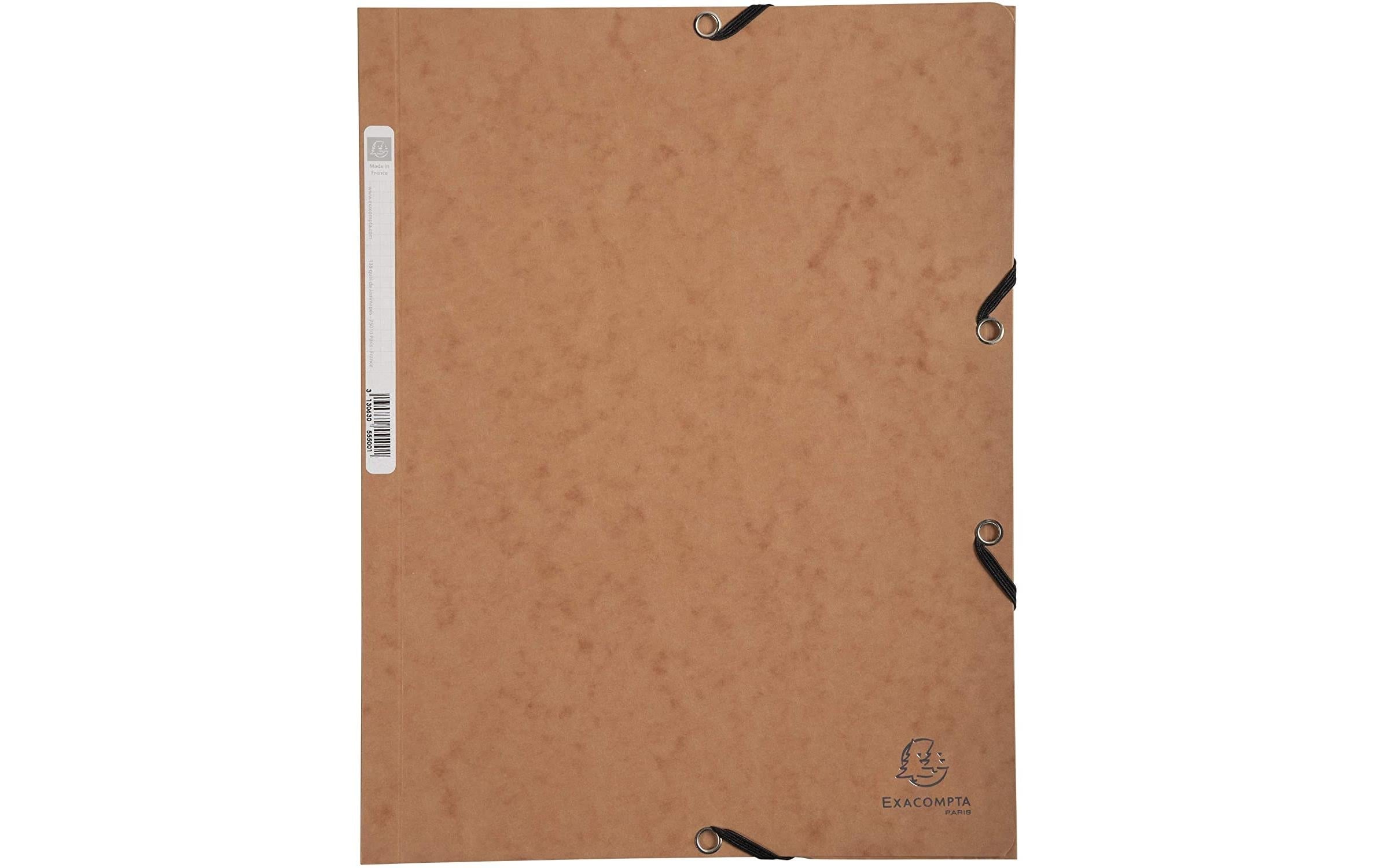 Exacompta Gummibandmappe A4 Braun 400 g/m²,3 Klappen,250 Blatt,Karton