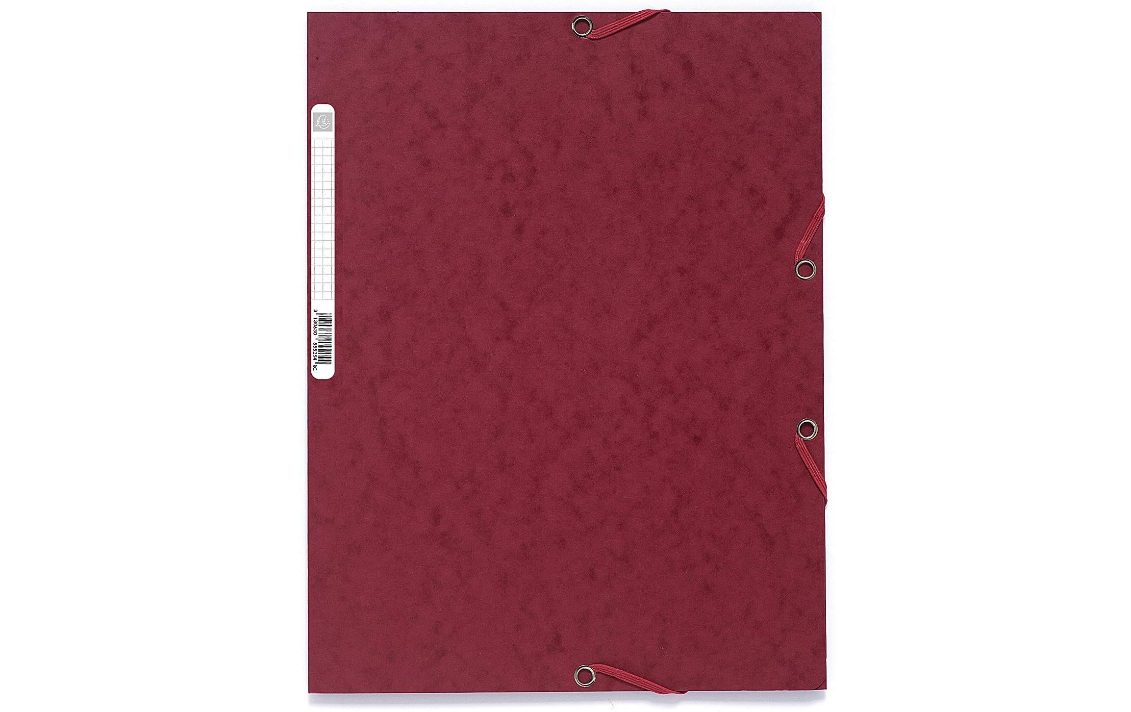 Exacompta Gummibandmappe A4 Bordeaux 400 g/m²,3 Klappen,250 Blatt,Karton