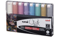 UNI CHALK Kreidemarker PWE-8K Keilspitze 8mm, 8Stk. Metallic Farben assortiert