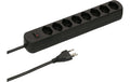 Max Hauri Steckdosenleiste Basic-Line V2 8xT13, schwarz, mit Reset-Schalter V2