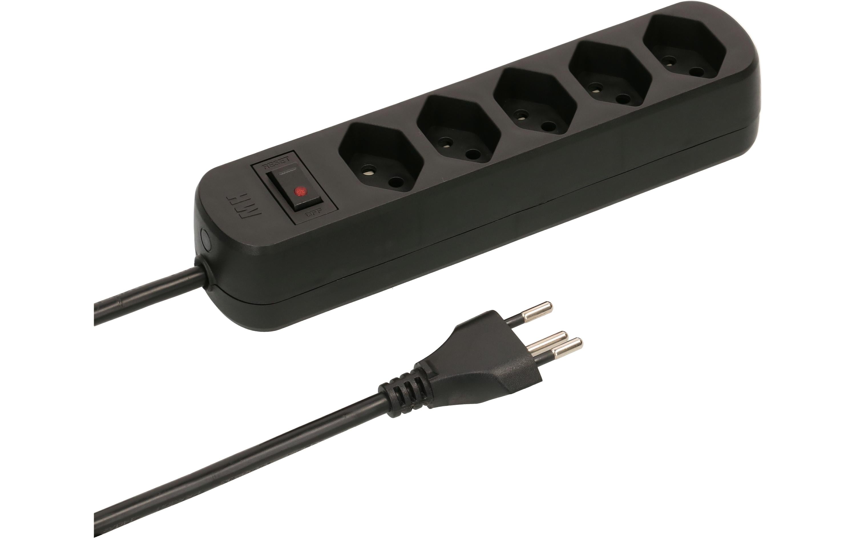 Max Hauri Steckdosenleiste Basic-Line V2 5xT13 schwarz mit Reset-Schalter Kinderschu