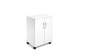 Durable Multifunktionswagen 74/53 weiss geschlossen mit 2 Flügeltüren, 2 feste Böde