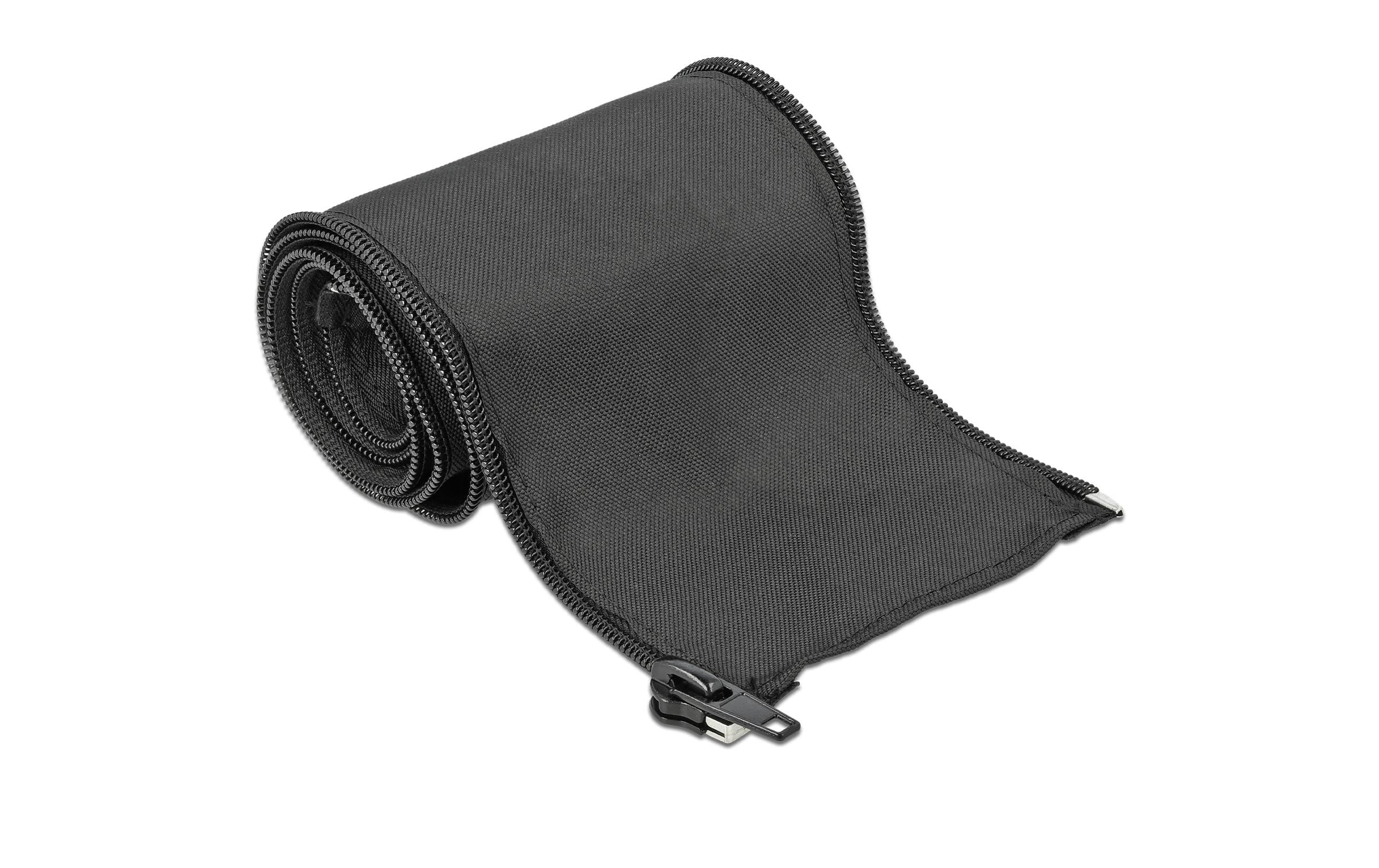 Delock Gewebekabelschlauch, 1mx35mm Reissverschluss, hitzebeständig, Schwarz