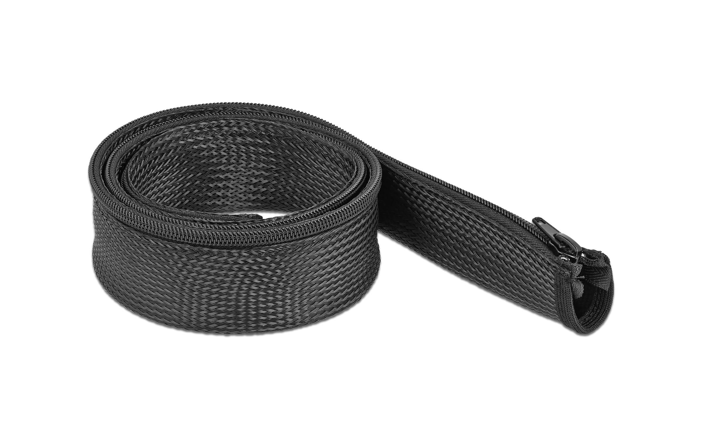Delock Geflechtskabelschlauch, 1mx50mm Reissverschluss, hitzebeständig, Schwarz