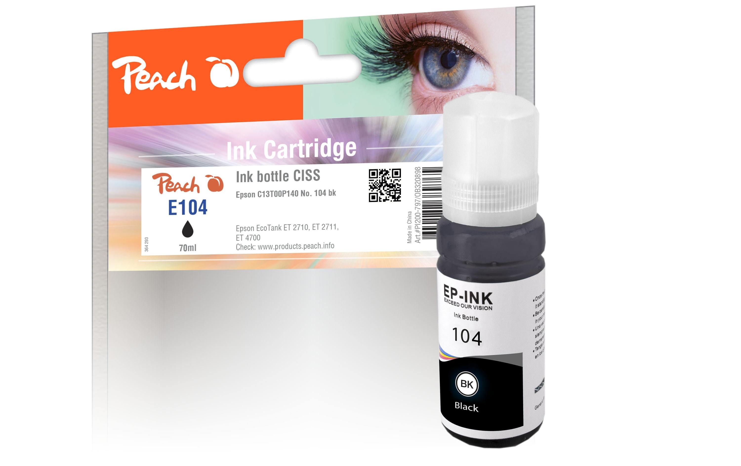 Peach Tinte Epson 104, C13T00P140 70 ml, black
