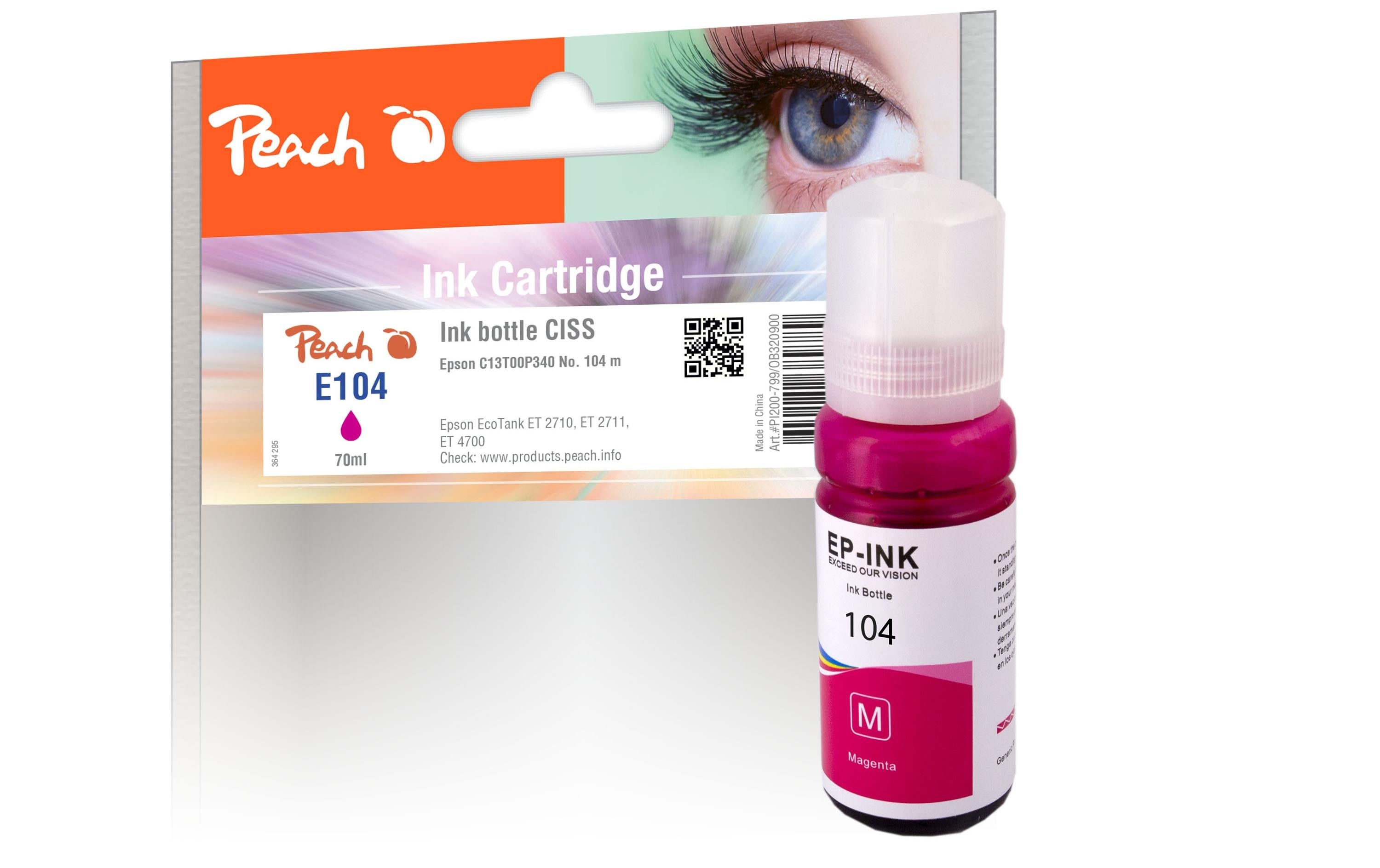 Peach Tinte Epson 104, C13T00P340 70 ml, magenta