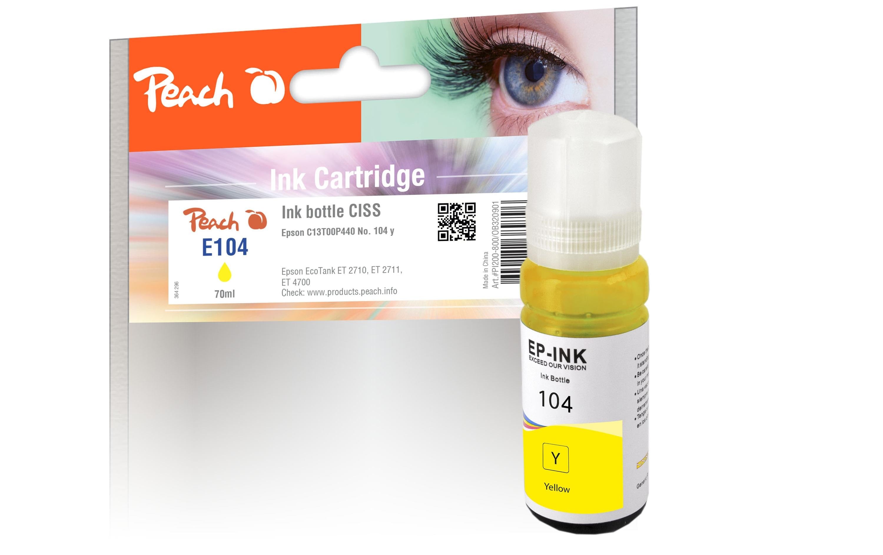 Peach Tinte Epson 104, C13T00P440 70 ml, yellow