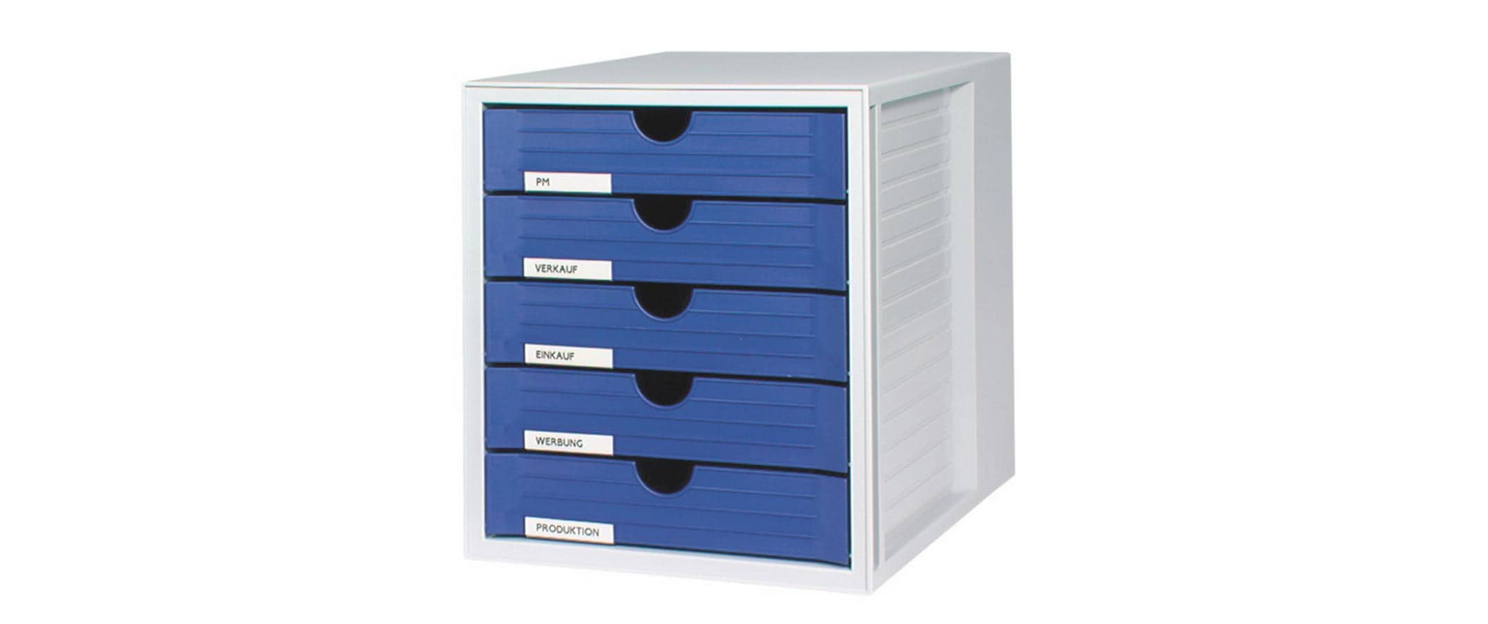 HAN Schubladenbox SYSTEM A4 5 geschlossene Schubladen, blau