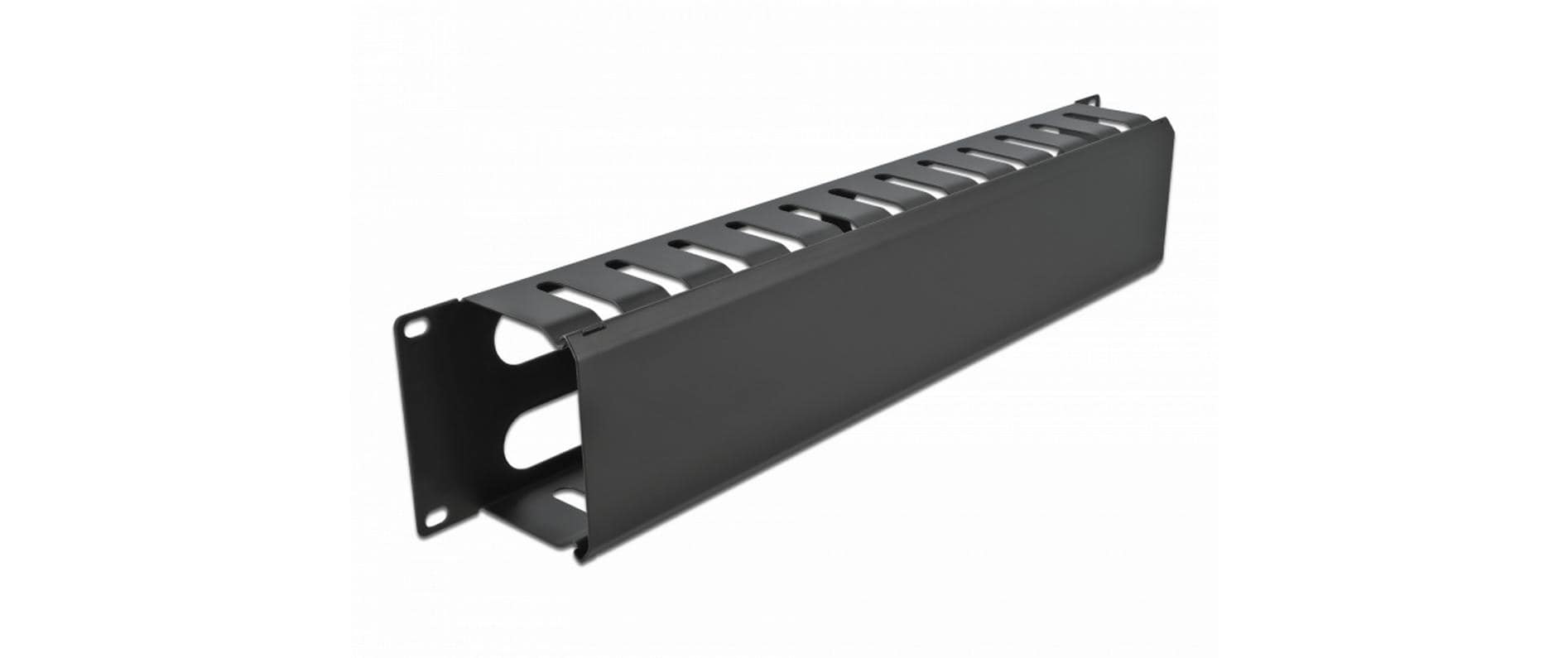 Delock Kabelmanagement Panel: Schwarz mit 4 Oeffnungen, 2HE