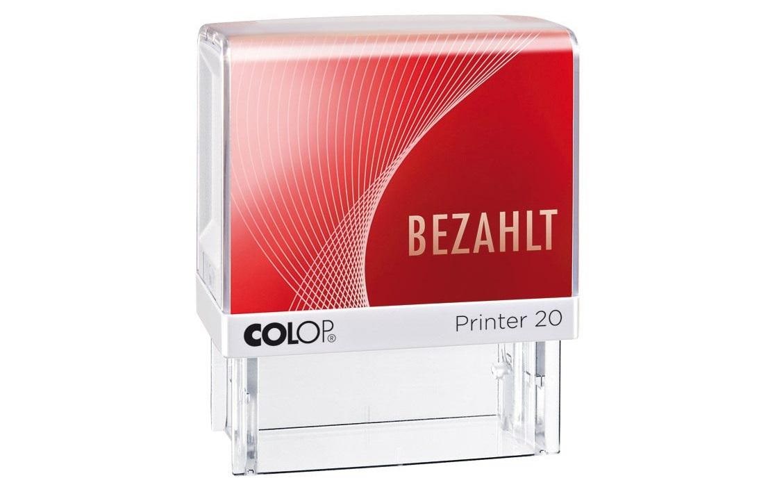 COLOP Stempel Printer 20/L "BEZAHLT" fertiger Lagertext, mit rotem Abdruck