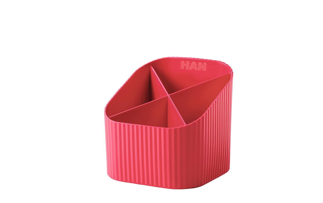 HAN Stifteköcher Re-LOOP 4 Fächer, recyceltes Material, rot