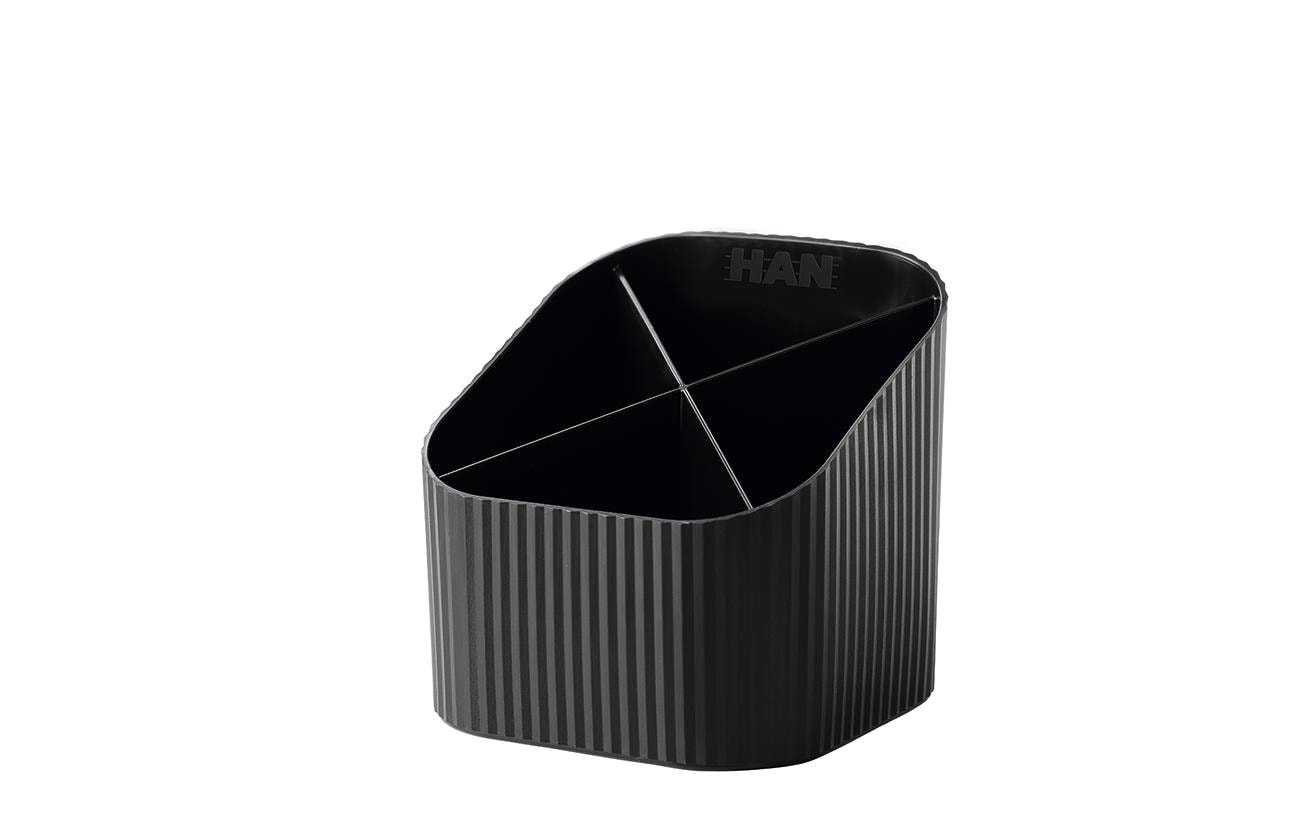 HAN Stifteköcher Re-LOOP 4 Fächer, recyceltes Material, schwarz