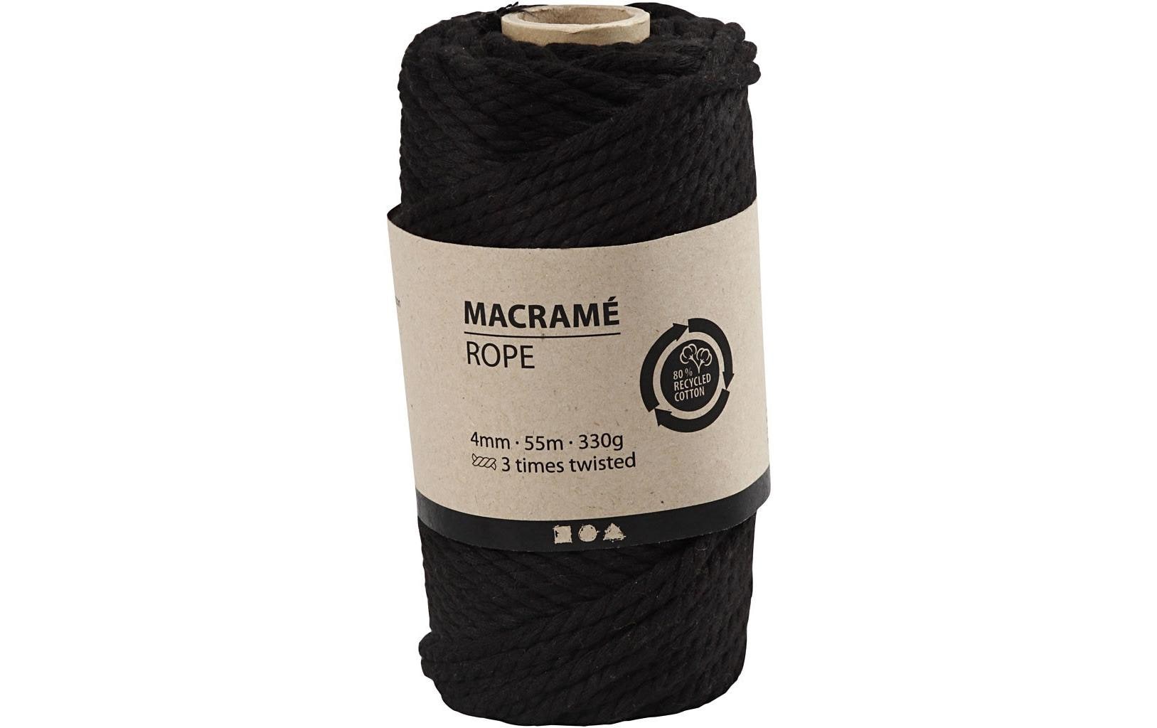 Creativ Company Makrameegarn rope 4 mm 330 g, 55 m, Schwarz