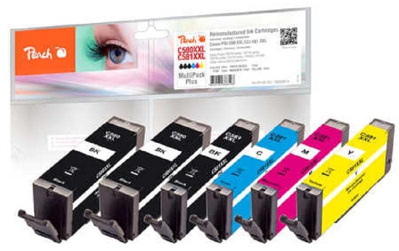 Peach Tinte Canon PG/CLI-580/1XXL Multi+ 2x23, 4x12 ml, 2xbk, pbk, c, m, y