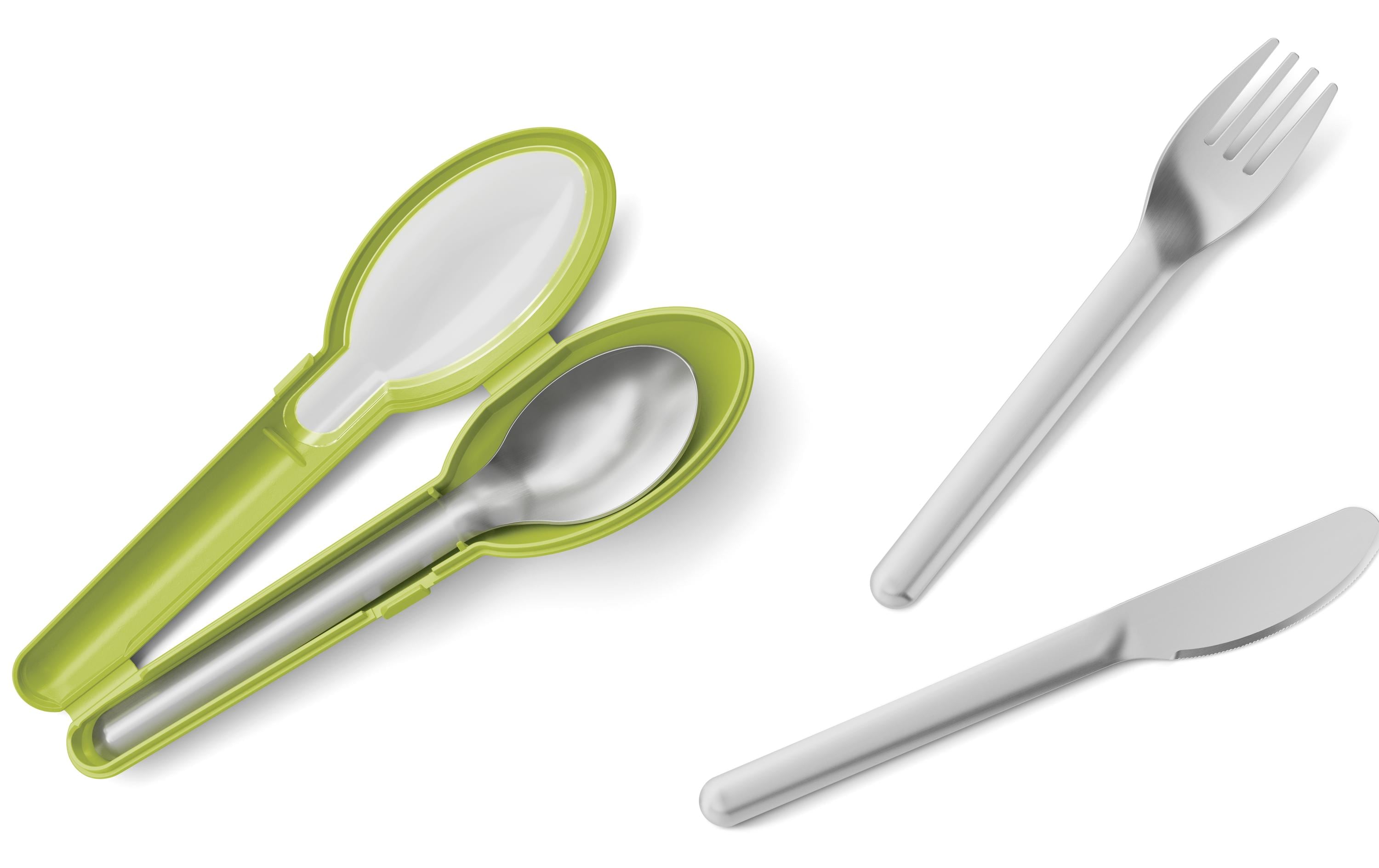 Emsa Clip&Go Besteckset 3-teilig mit Etui aus Kunststoff