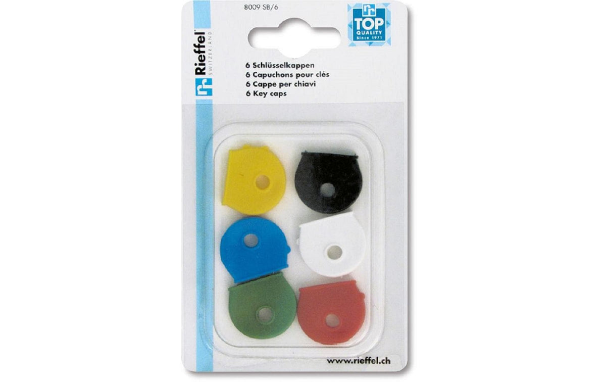 Rieffel Schlüsselkappen 25 nn 6 Kappen Schwarz, Blau, Gelb, Weiss, Grün, Rot