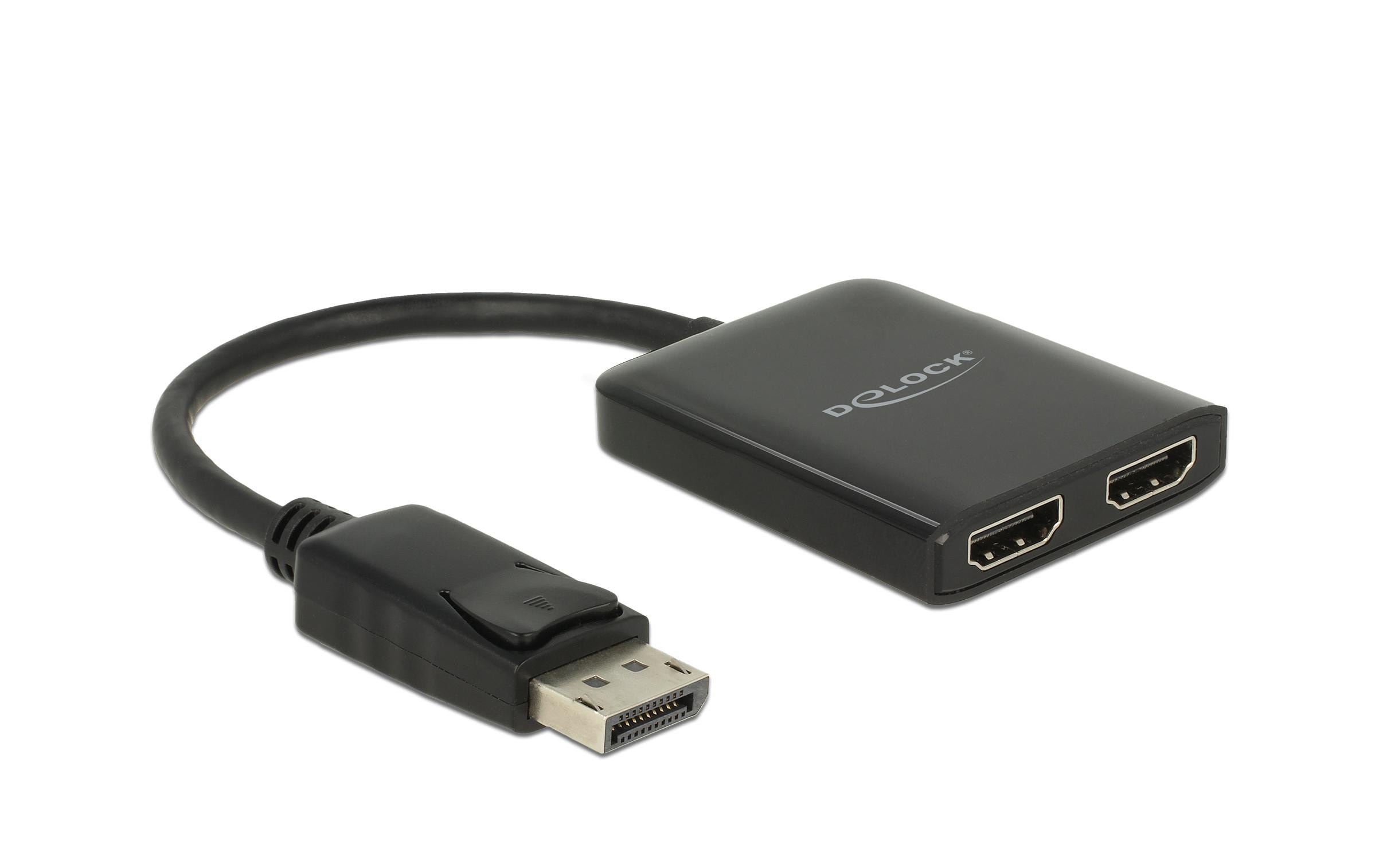 Delock DP 1.4 Splitter,1x DP zu 2xHDMI, MST 4K bis 30Hz, schwarz, DP Alternate Mode