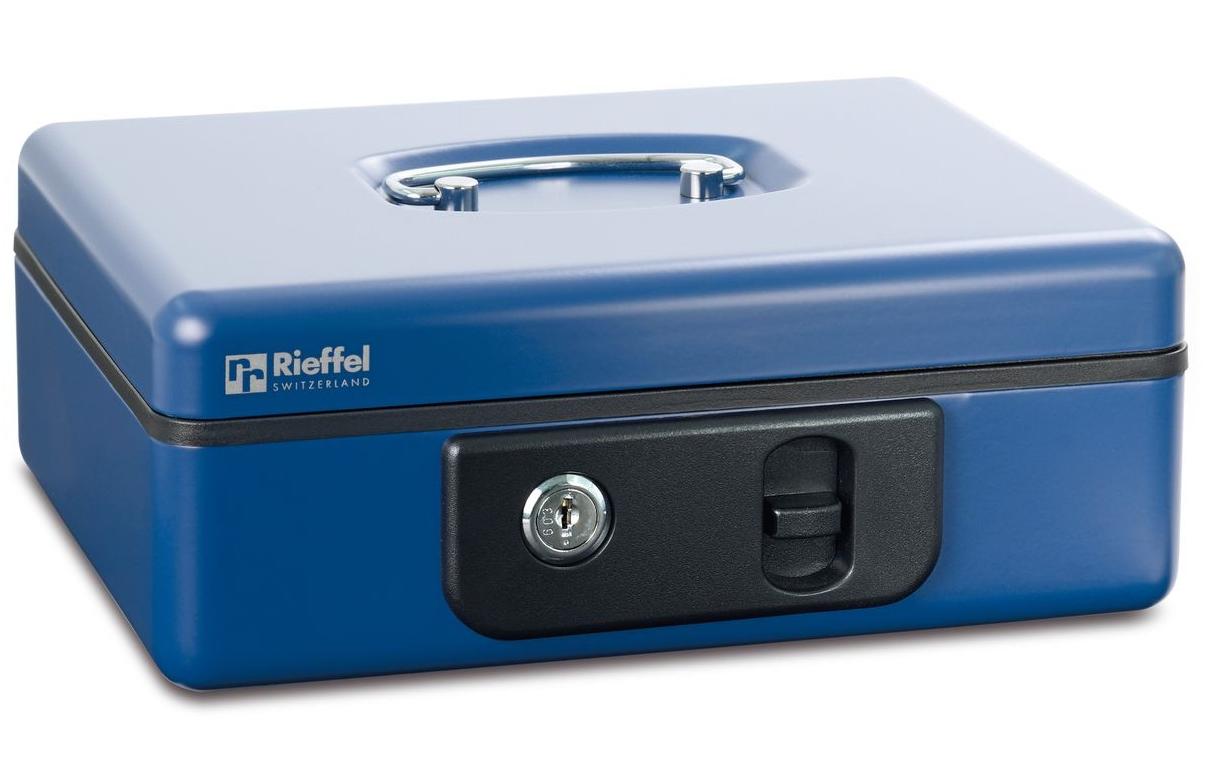 Rieffel Geldkasette mit Münzfach 19.7x15.4x8.6 cm, blau