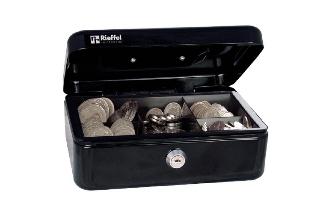 Rieffel Geldkasette mit Münzfach 20.7x15.7x7.7cm, schwarz